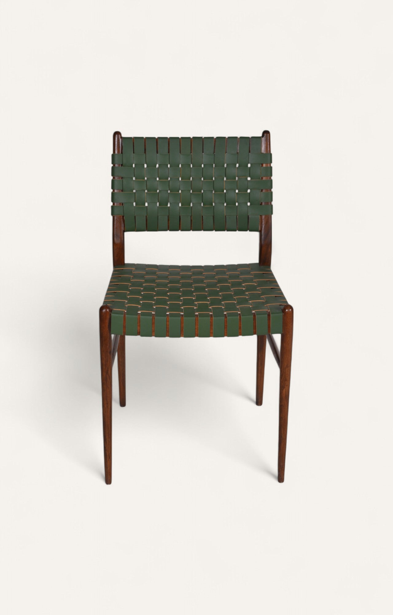 Olive Green PU Leatherette Dining Chair in Wood