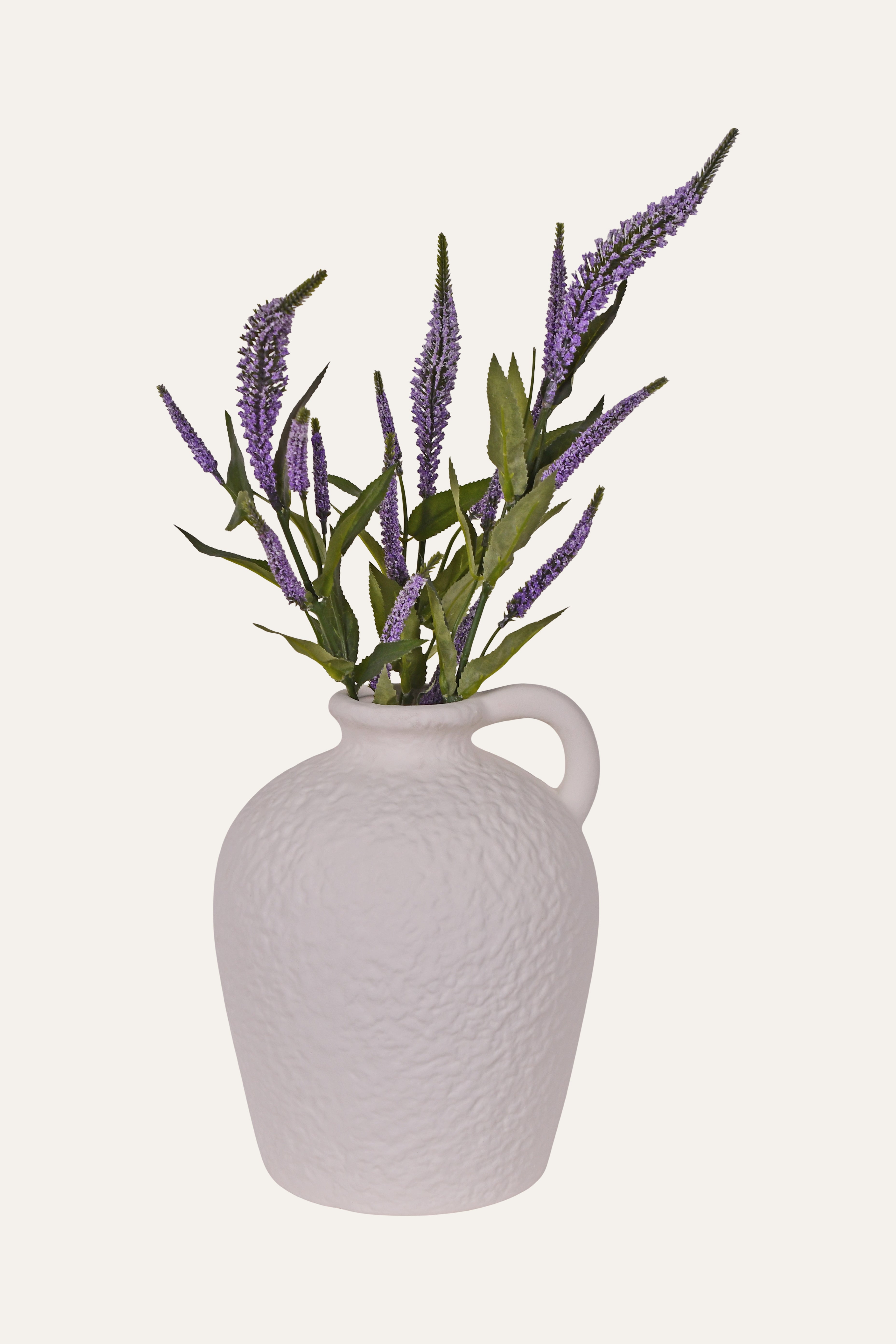 Textured Cream Ceramic Vase - Small