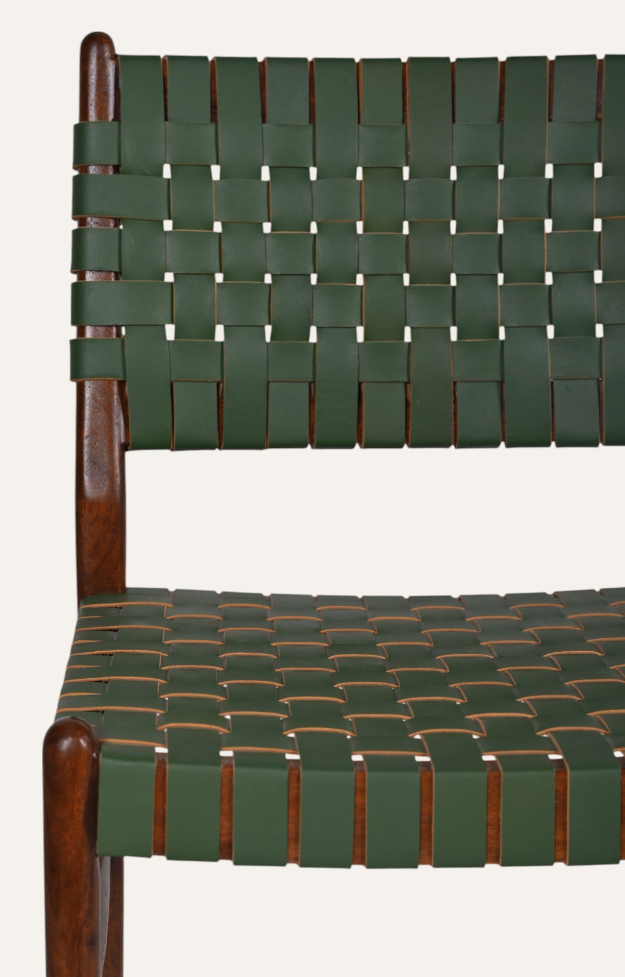 Olive Green PU Leatherette Dining Chair in Wood