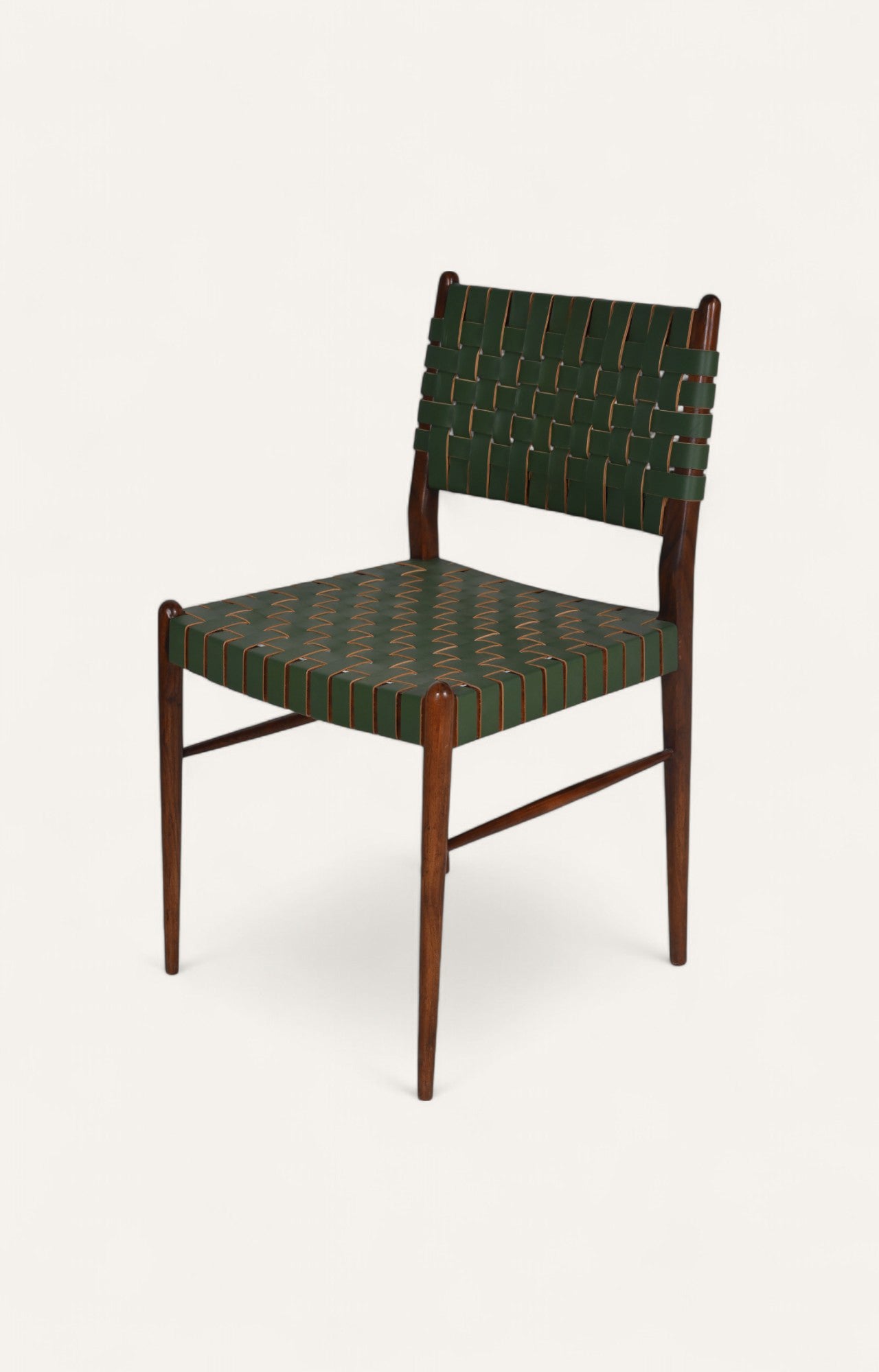 Olive Green PU Leatherette Dining Chair in Wood