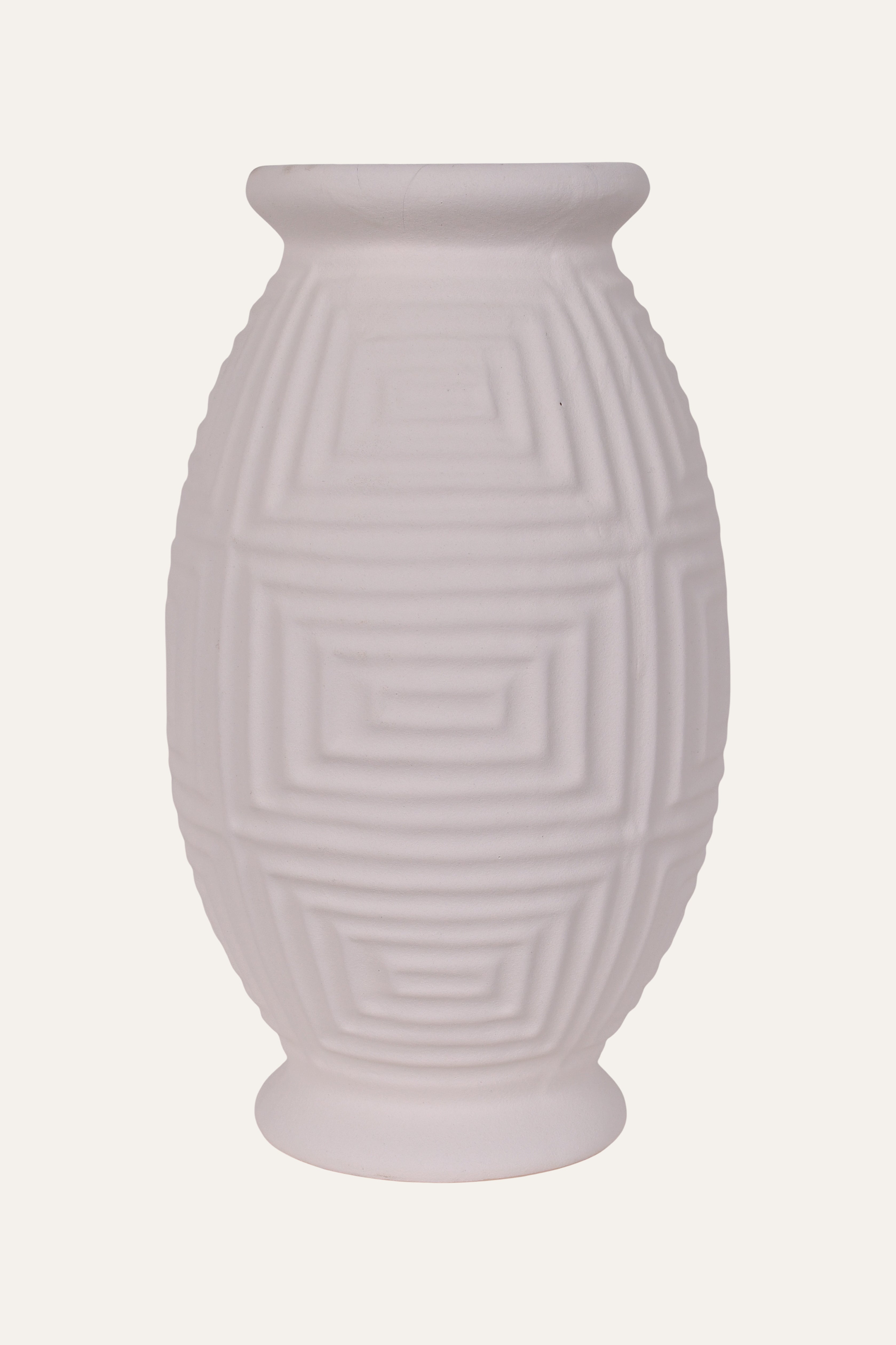 Geometric Embossed Ceramic Vase - Small