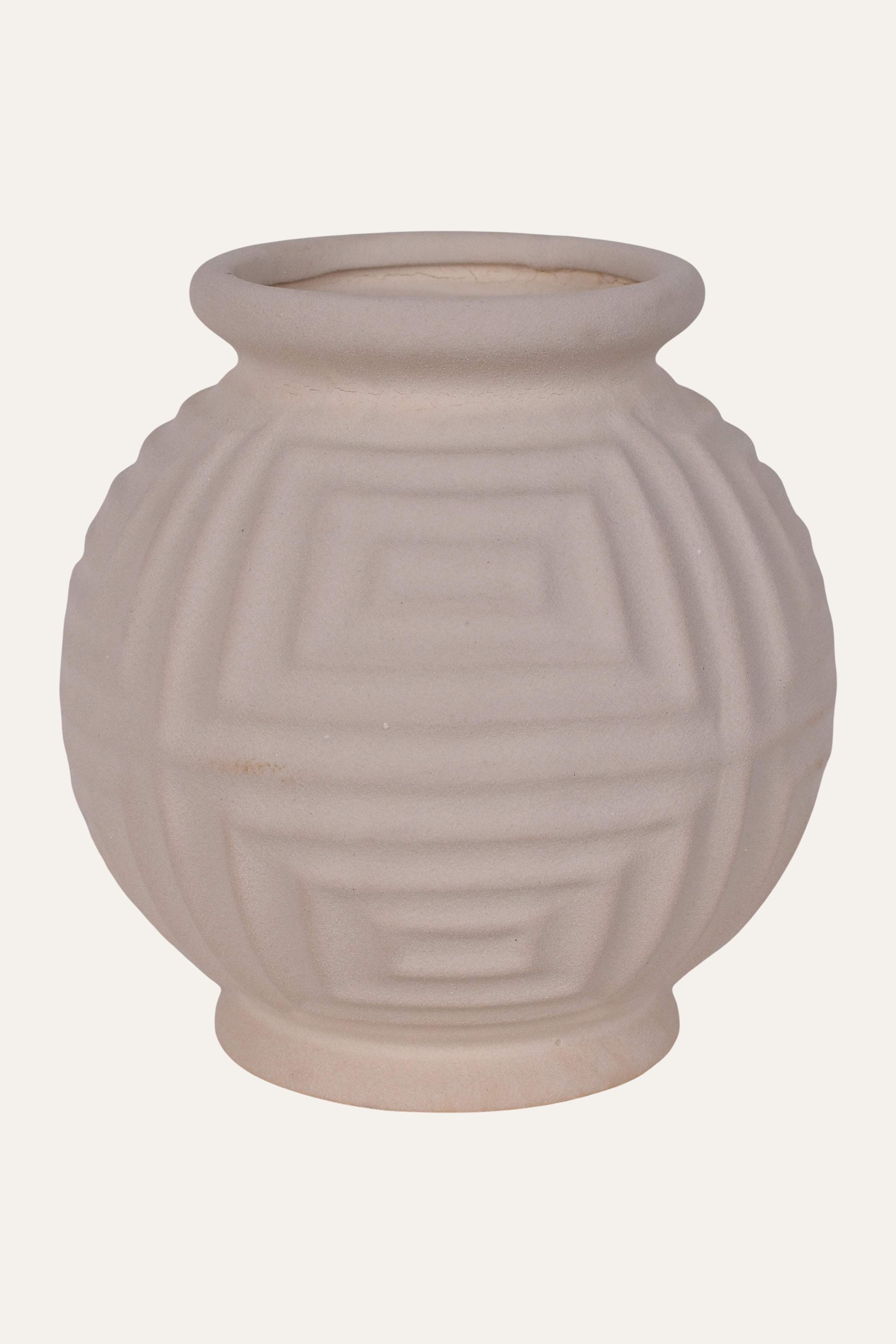 Geometric Embossed Ceramic Vase - Big