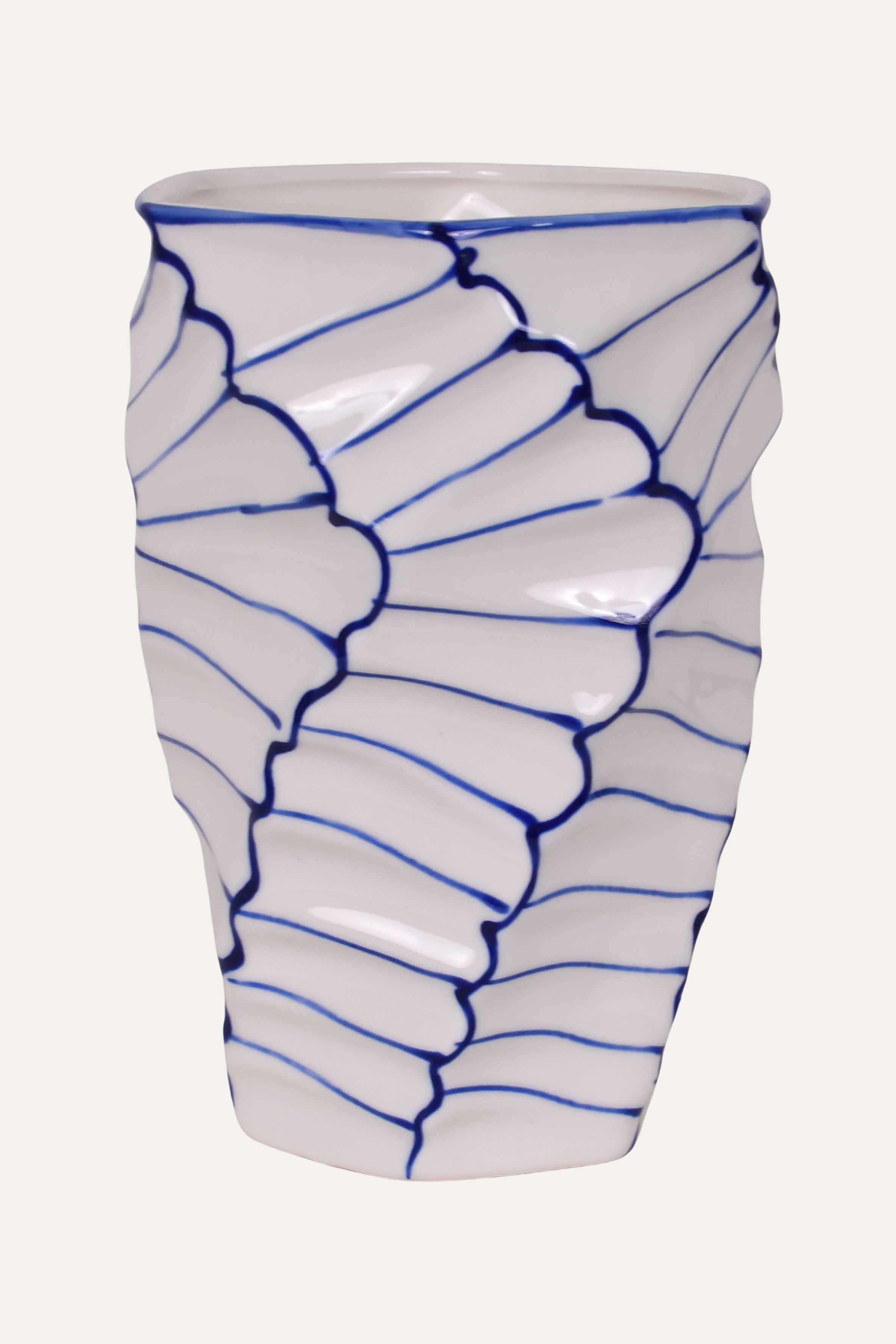 Blue Line Pattern Ceramic Vase - Big
