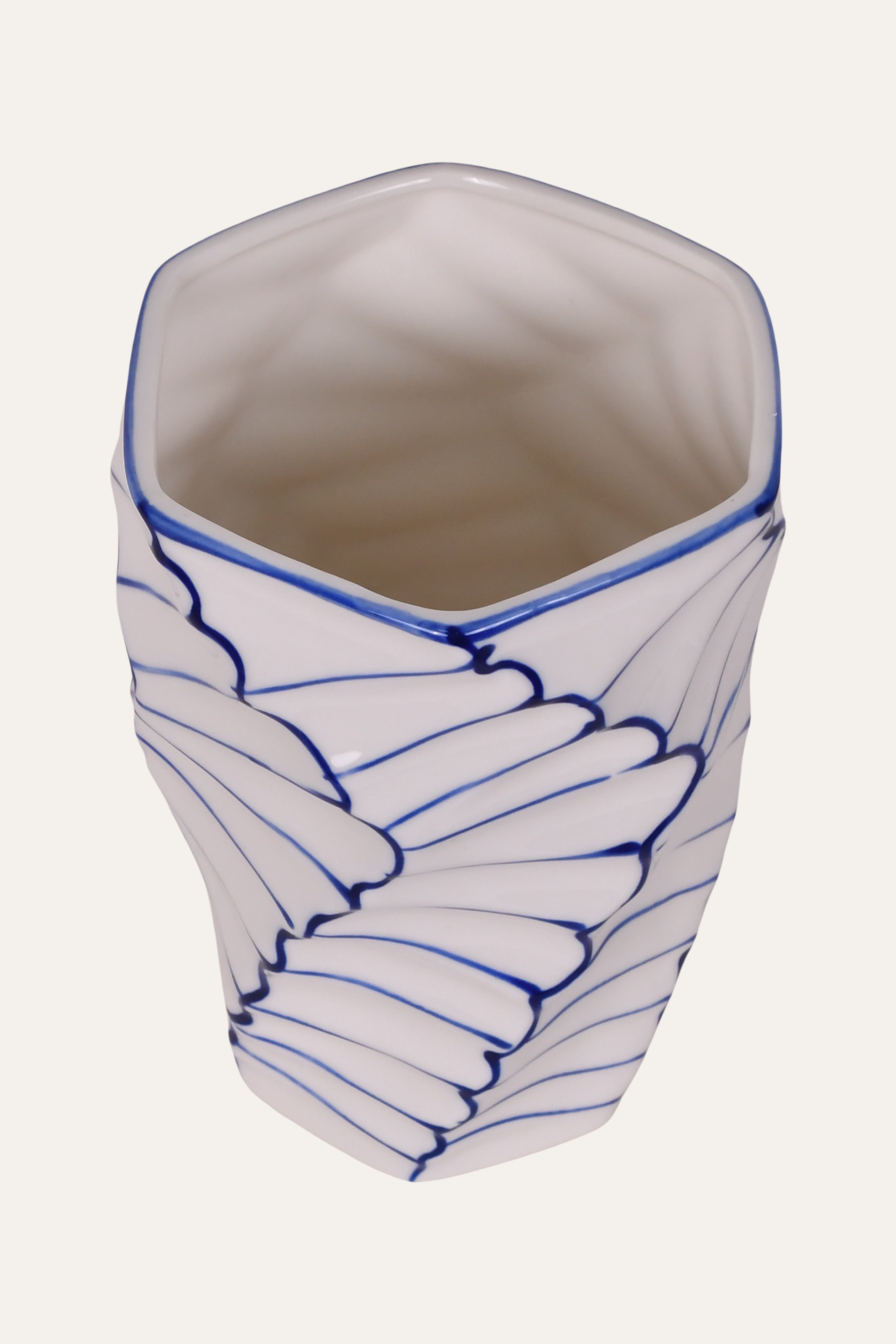 Blue Line Pattern Ceramic Vase - Big