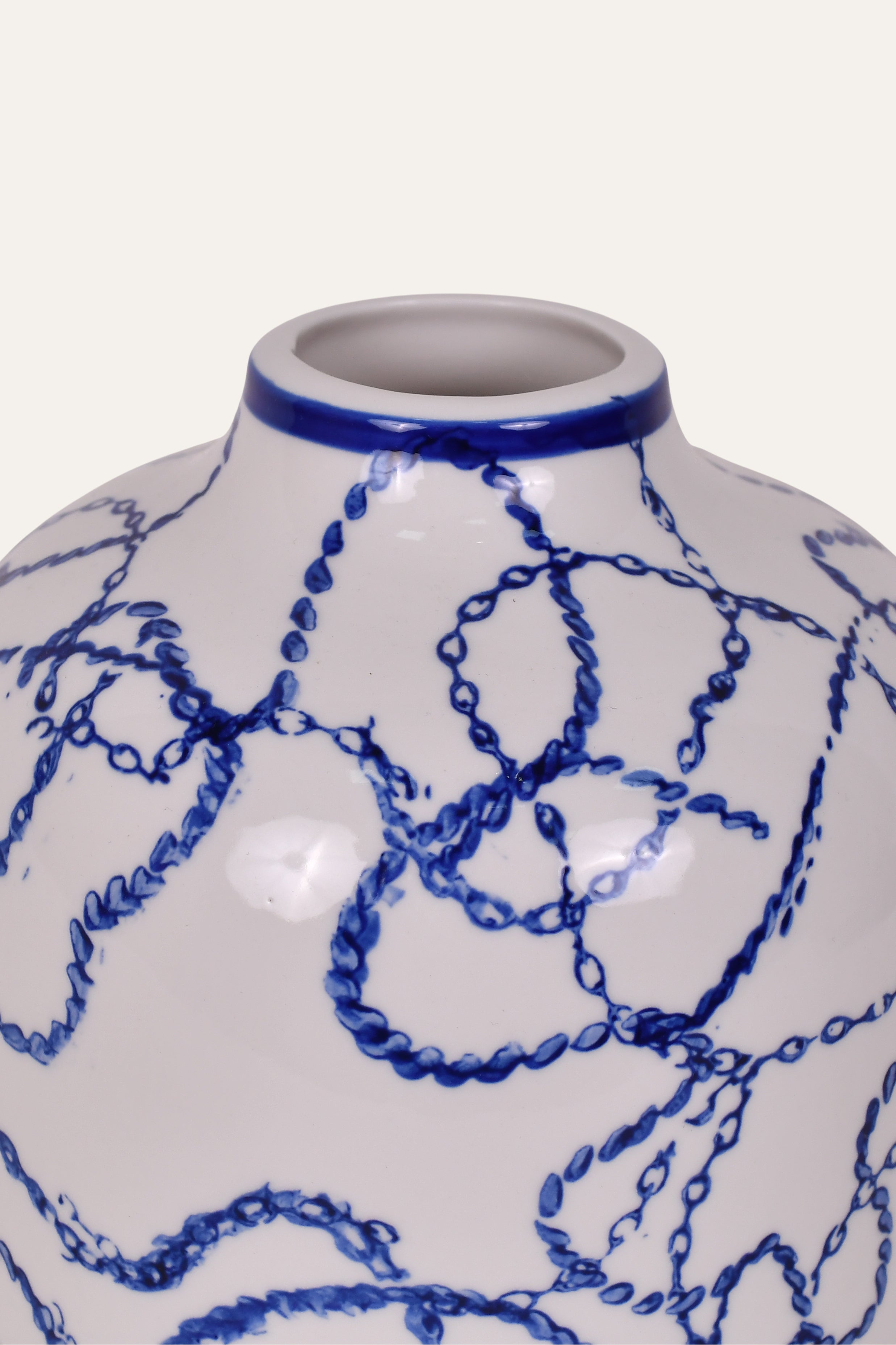 Contemporary Blue Link Ceramic Vase