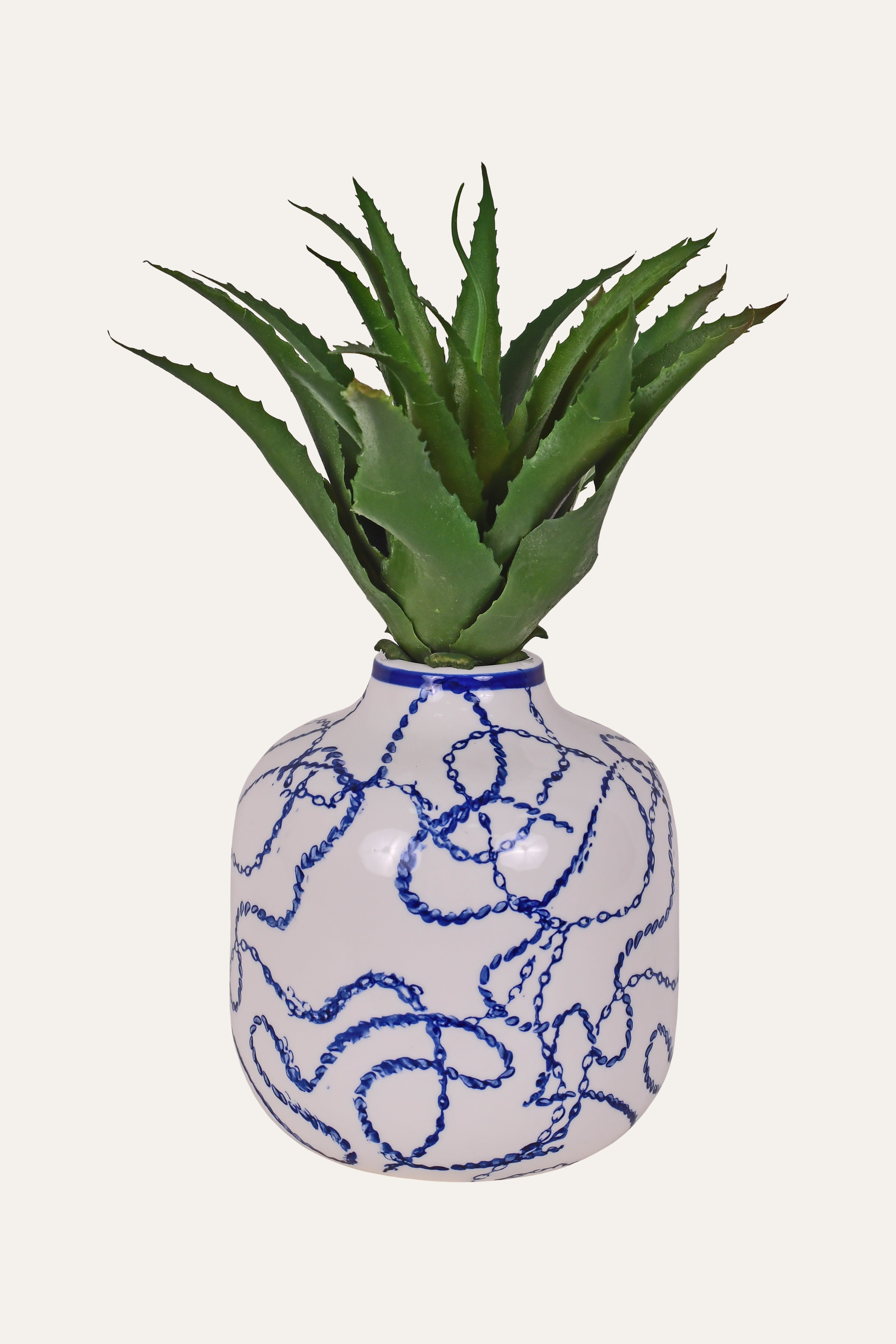 Contemporary Blue Link Ceramic Vase