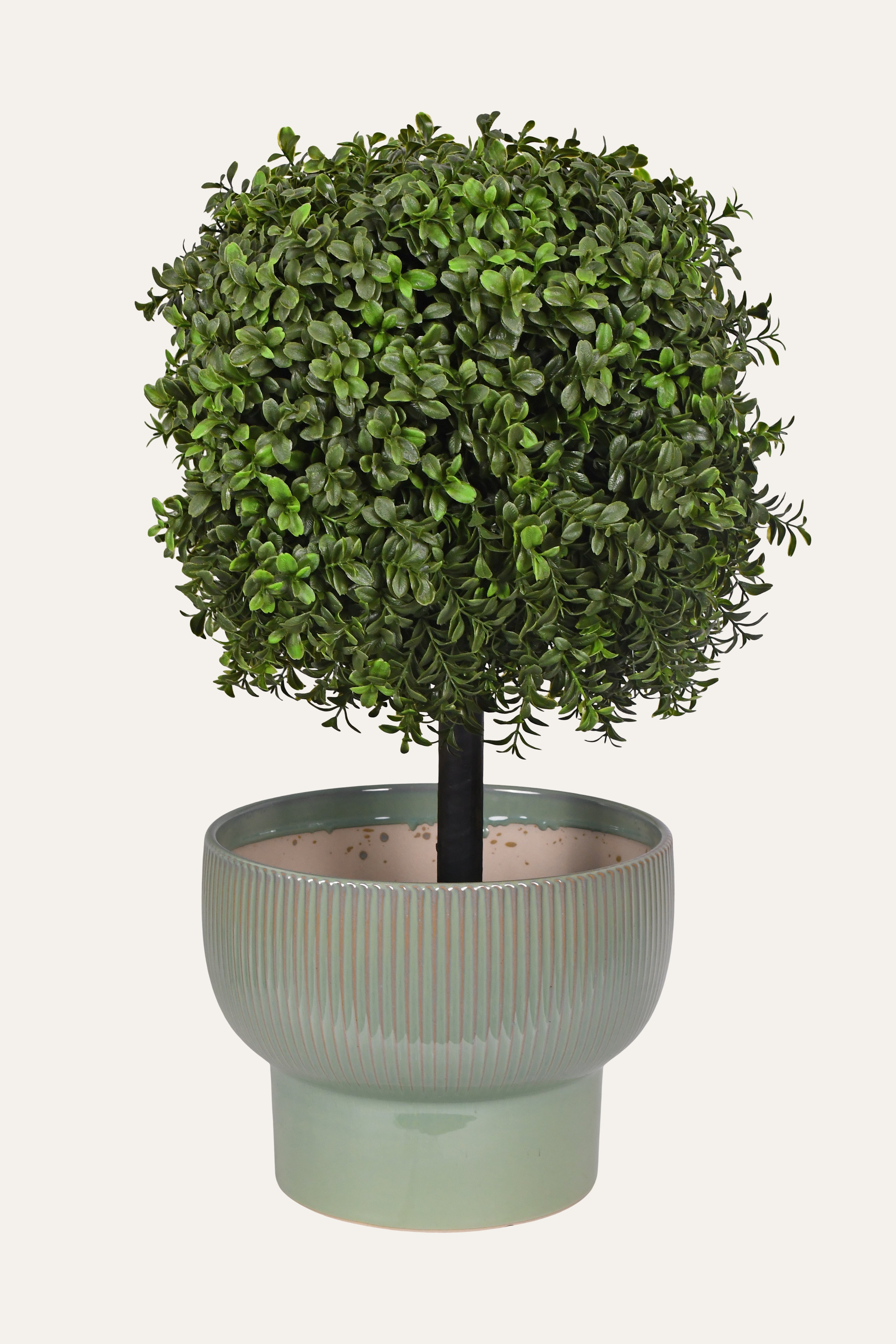 Ribbed Pale Green Ceramic Planter - Small