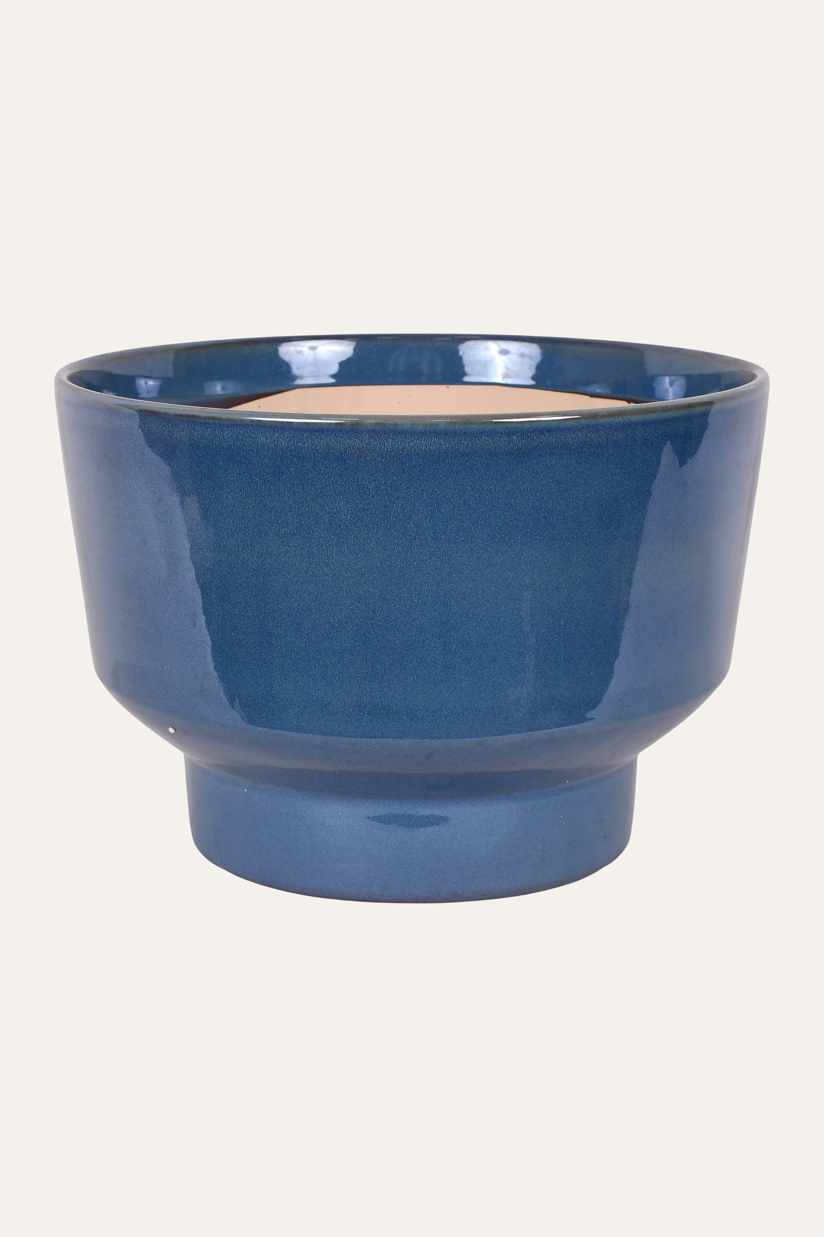Glossy Blue Pedestal Ceramic Planter
