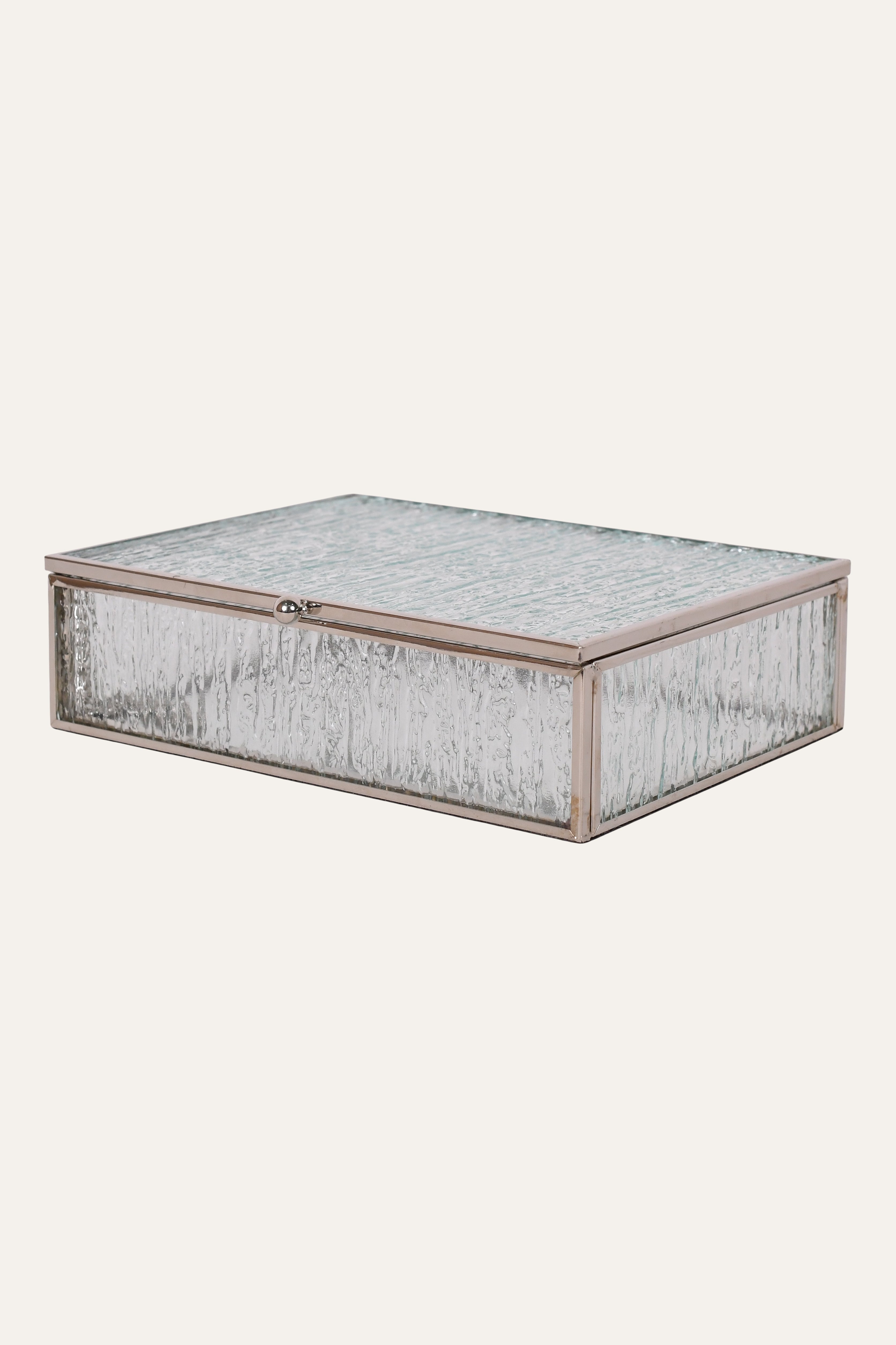 Textured Clear Glass Organiser Box