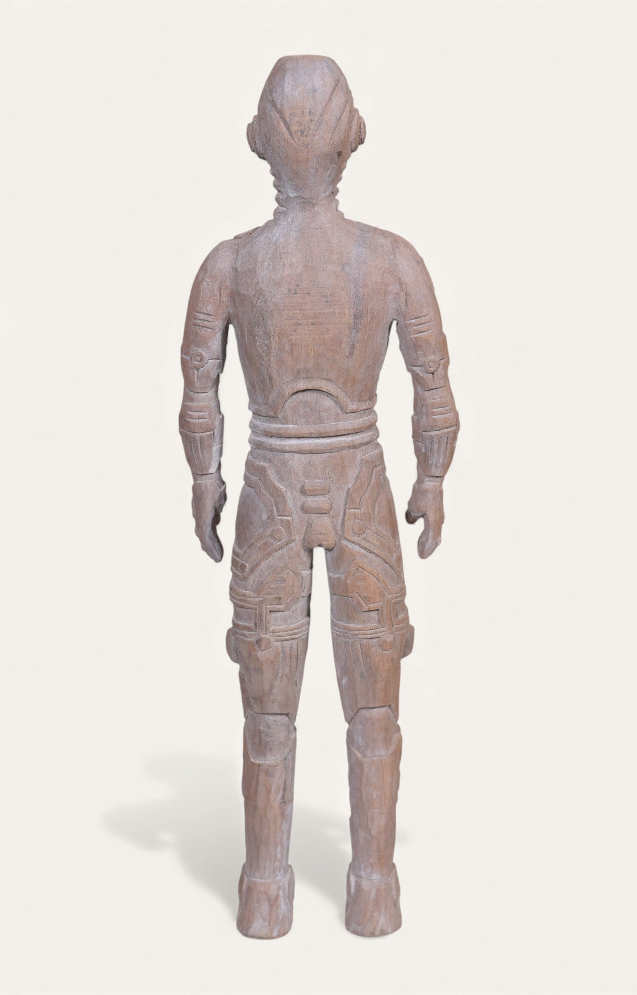 Hand-Carved Futuristic Warrior Sculpture