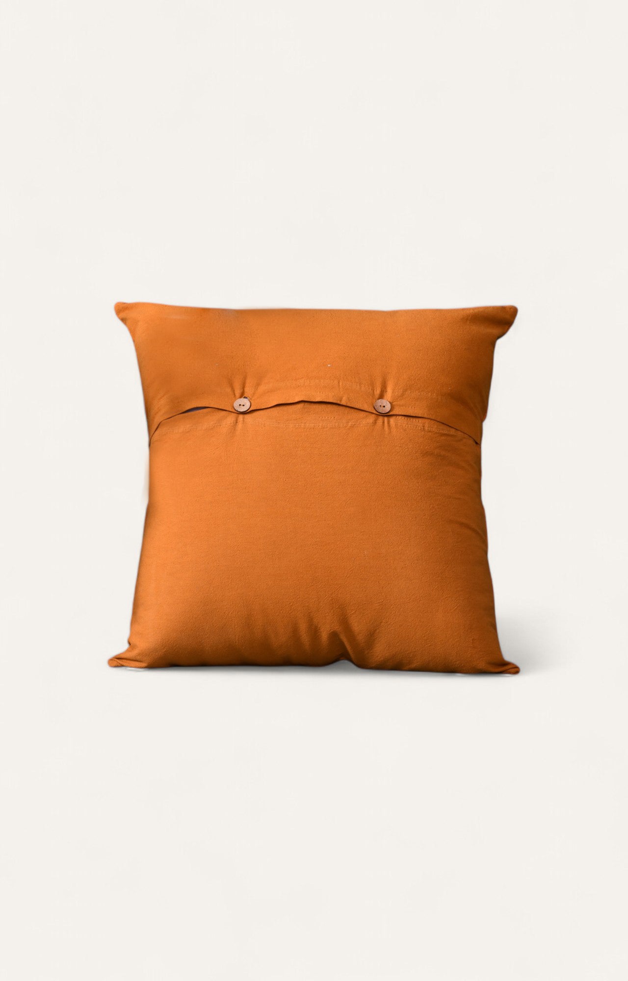 Warli Print Orange Cotton Linen Cushion