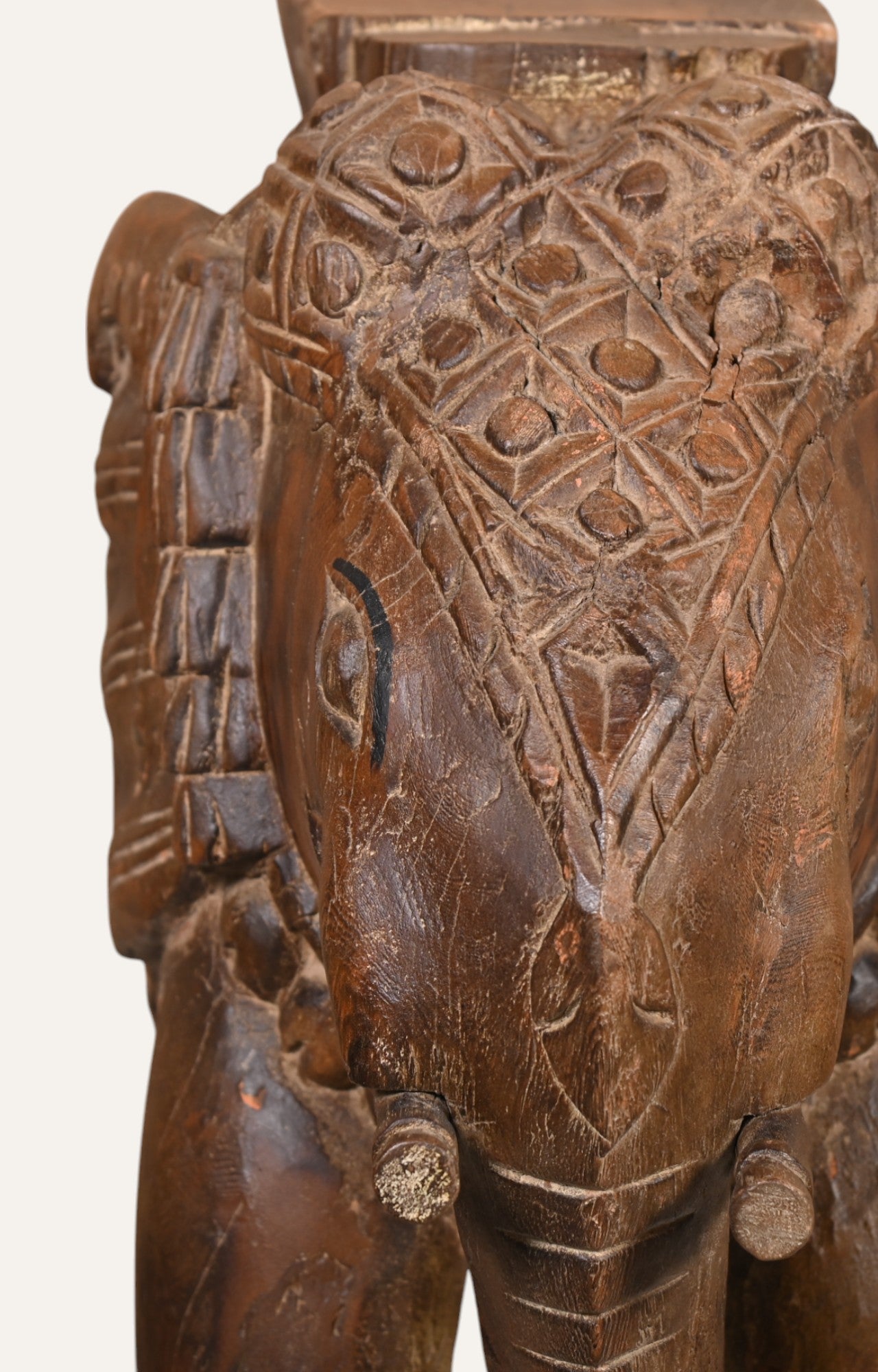 "The Great Trunk" Vintage Hand-Carved Teak Wood Elephant Statue