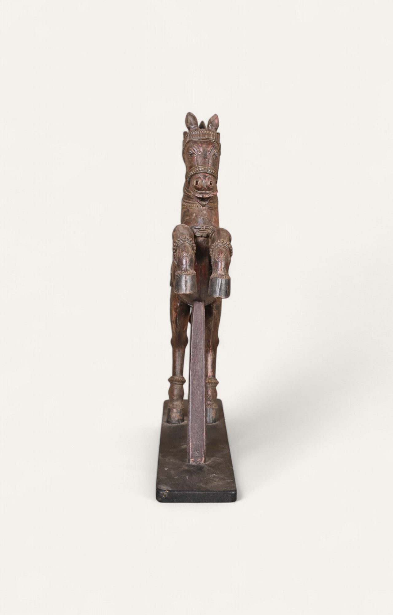 Galloping Grace: Hand-Carved Polychrome Teak Wood Horse Statue