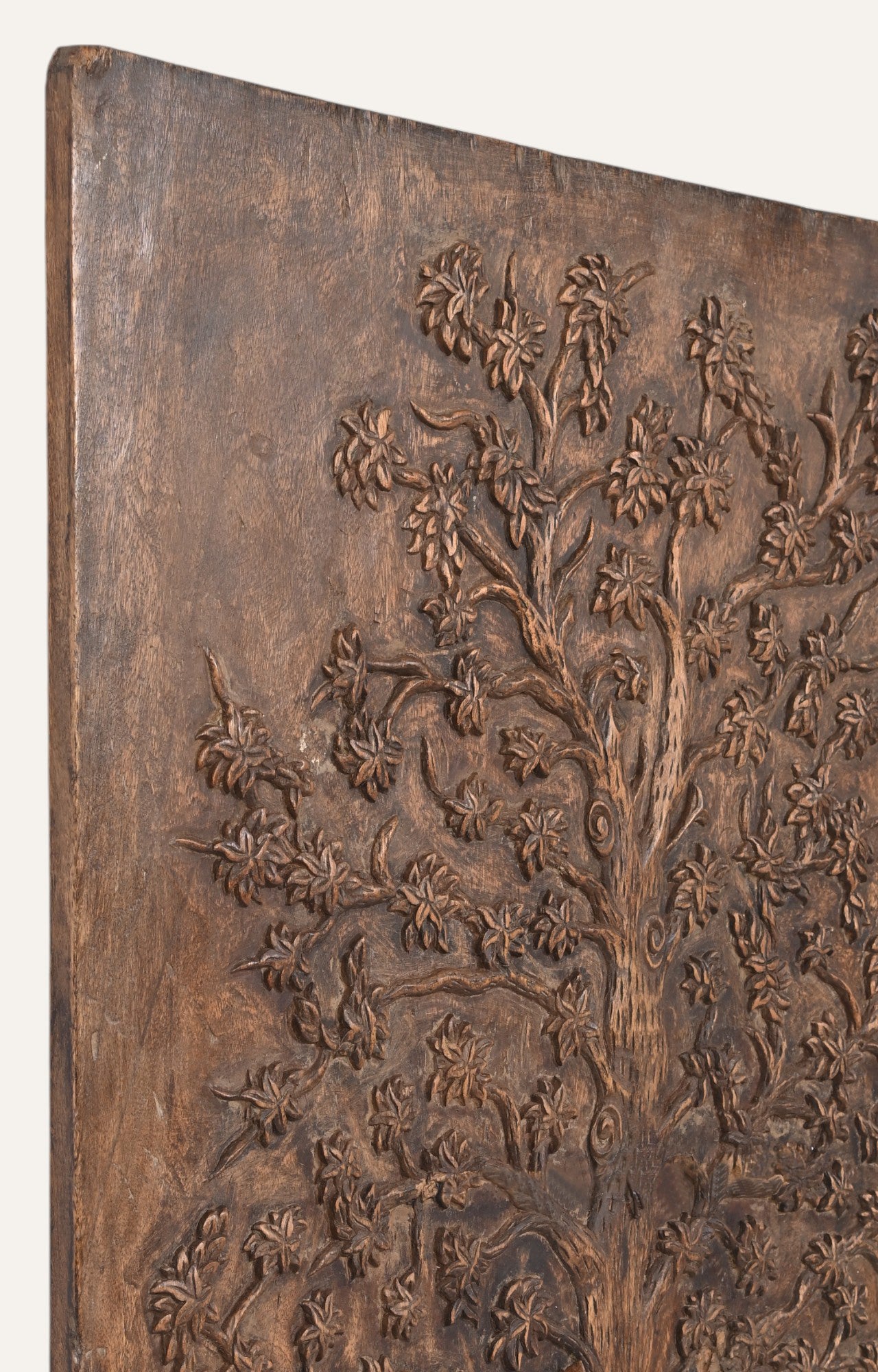 Hand-Carved Wooden Tree Wall Panel