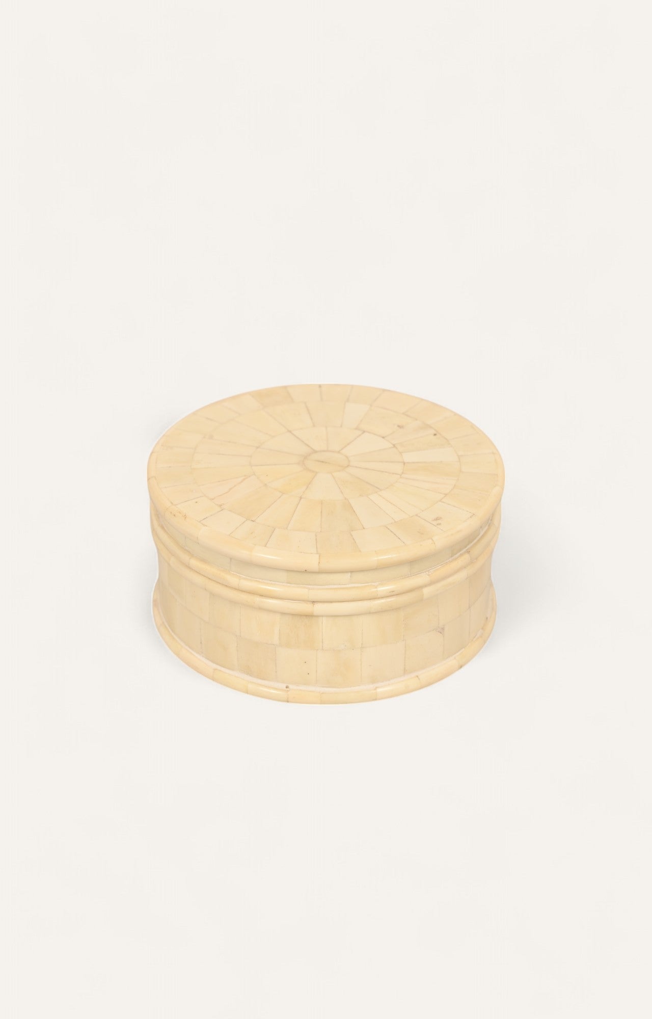 Wide Round Bone Mosaic Lidded Box