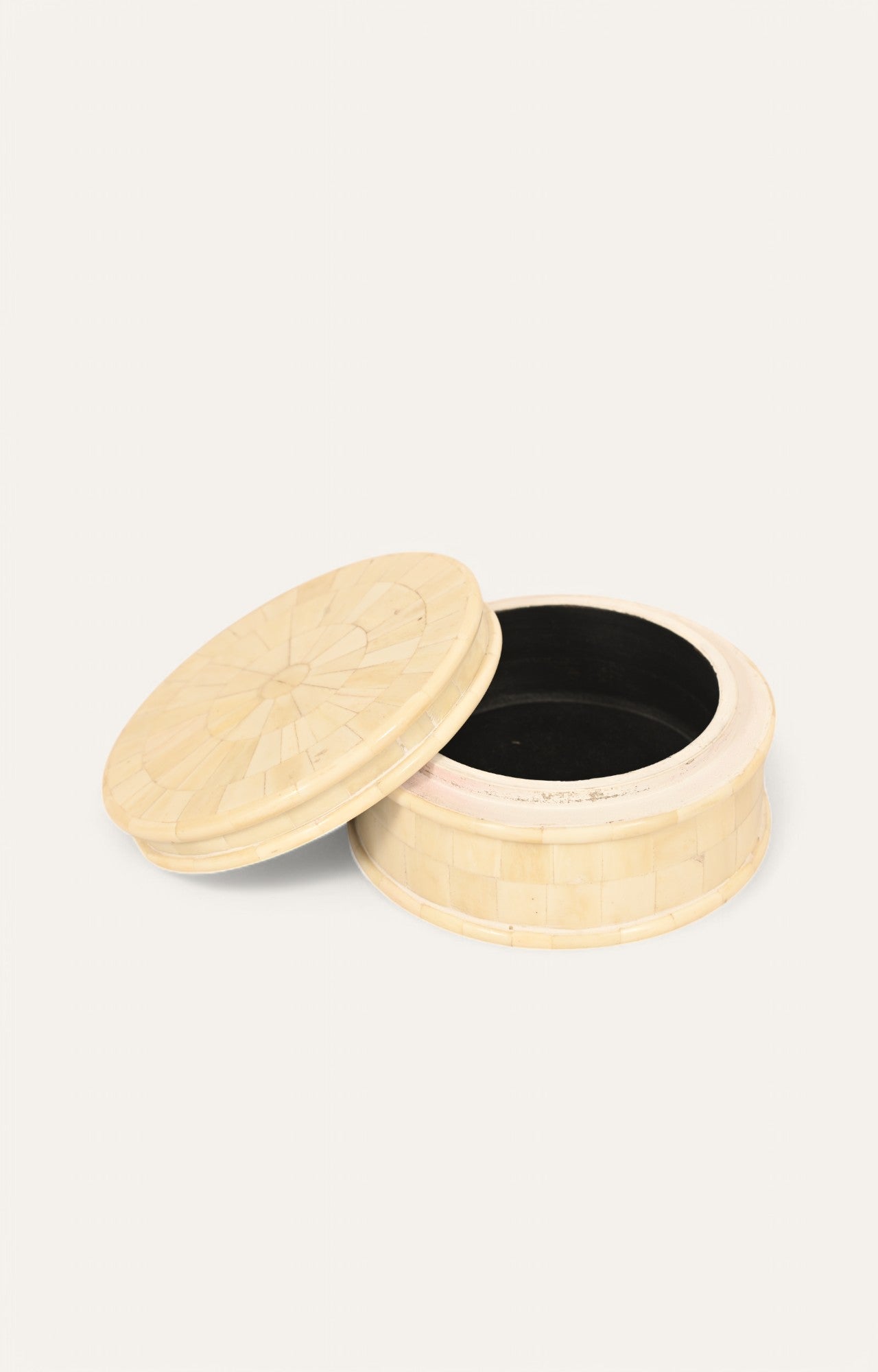 Wide Round Bone Mosaic Lidded Box