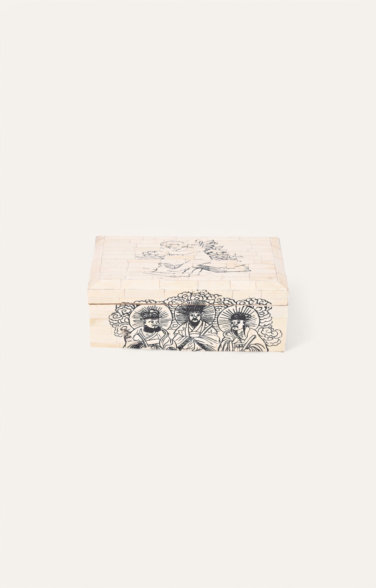 Chinese Oriental Court Scene Painted Box