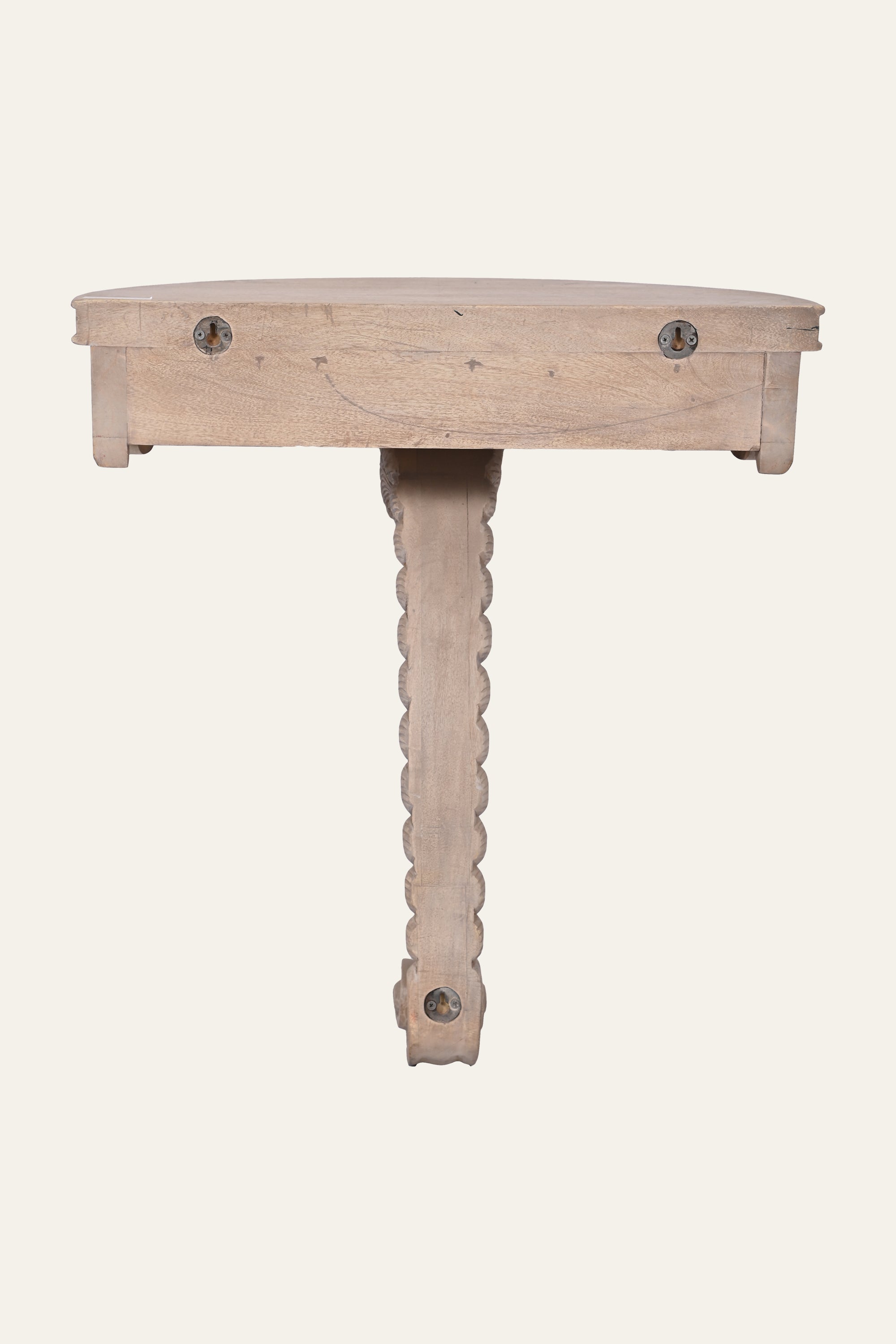Half-Round Console Table with Carved Leaf Pedestal Leg for Small Entryways
