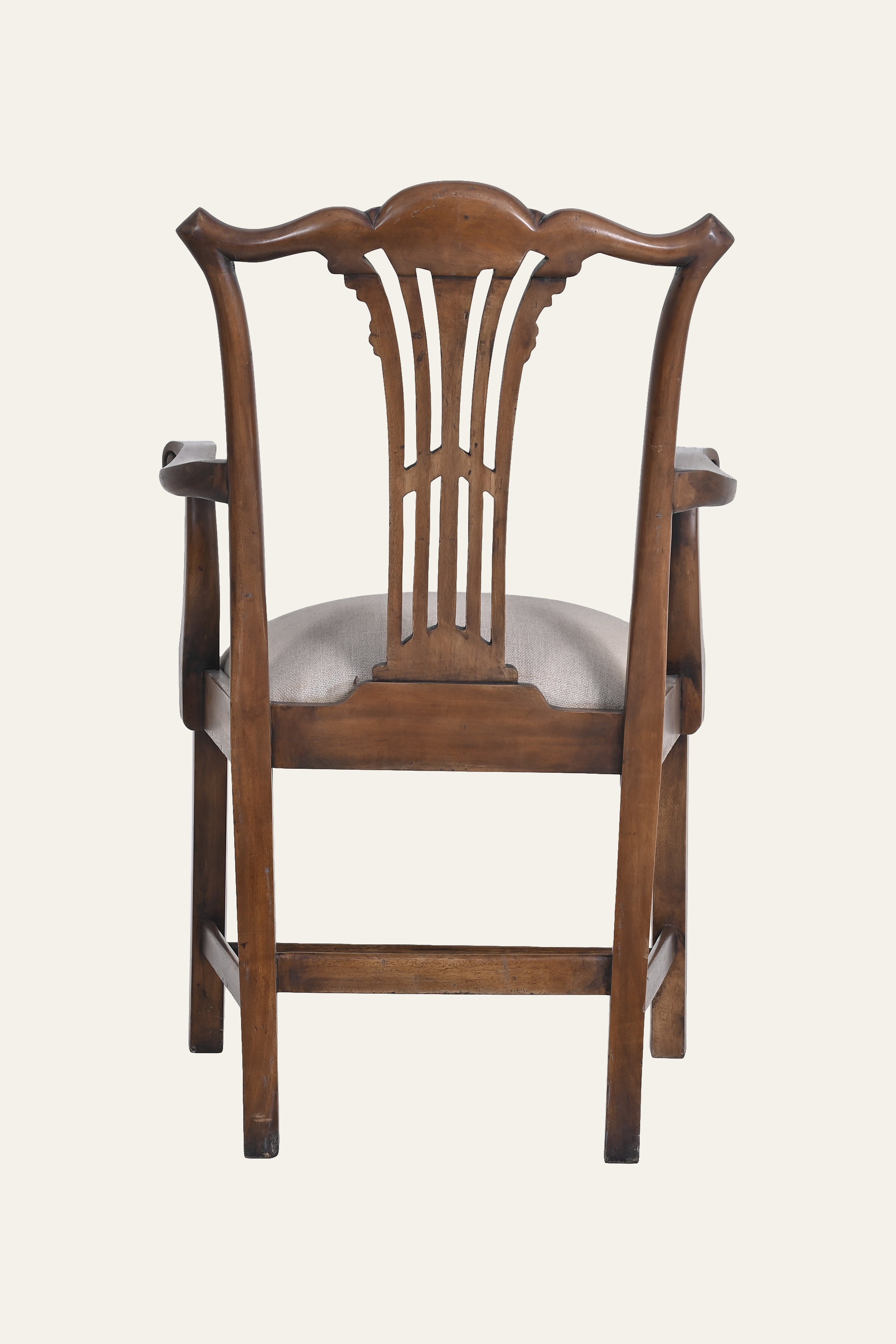 Classic Slat-Back Wooden Arm Chair
