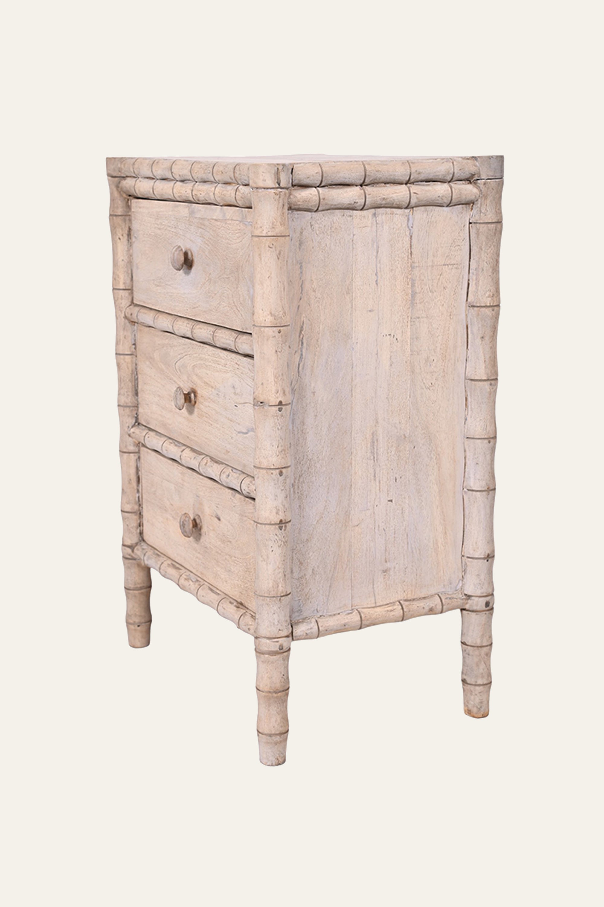 Bamboo Style 3-Drawer Bedside Table