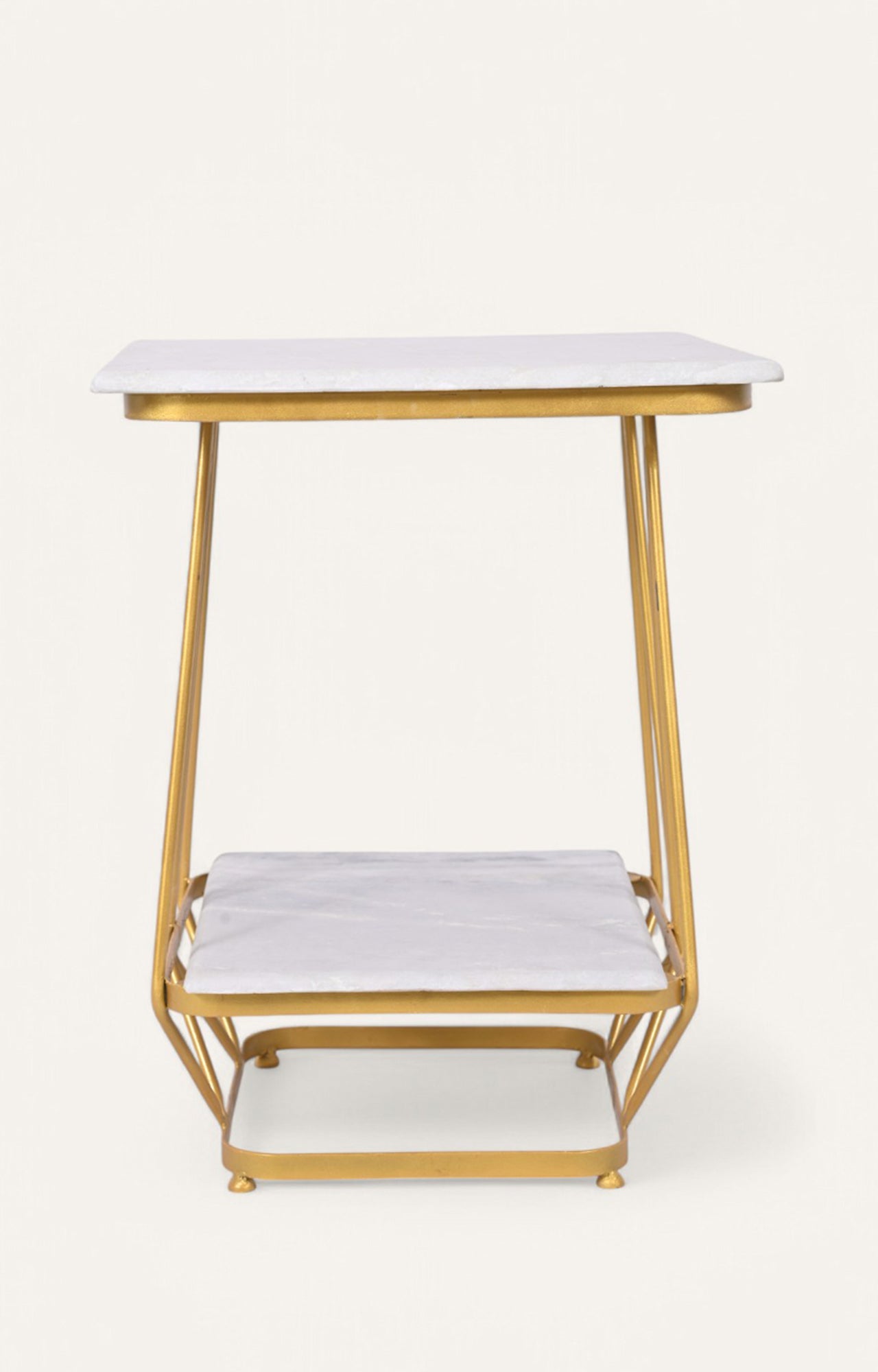 Geometric Metal and Marble Side Table