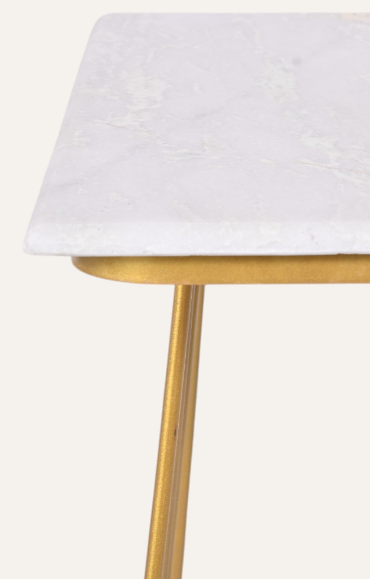 Geometric Metal and Marble Side Table
