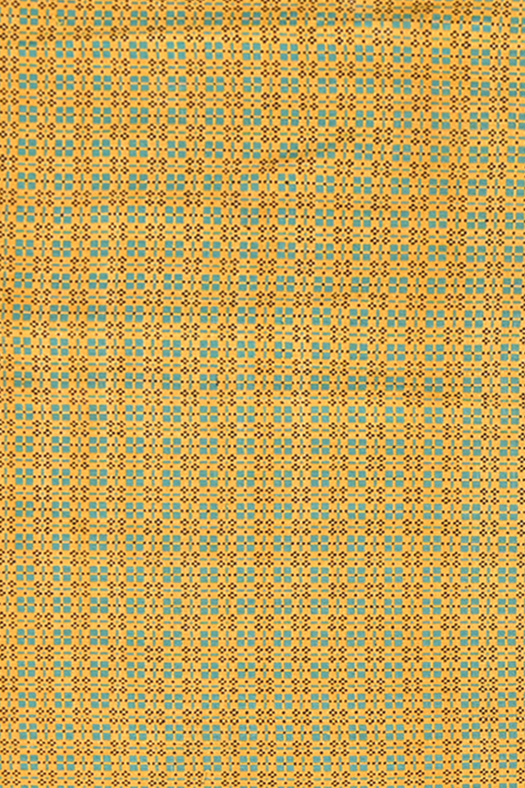 Olive Check Reversible Cotton Khes Textile with Yellow Accent Weave