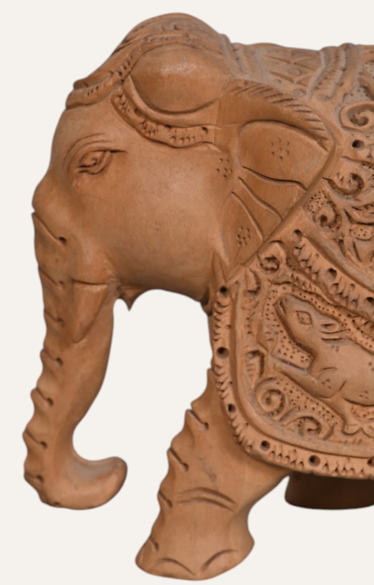 Handcrafted Teak Wood Elephant Statue