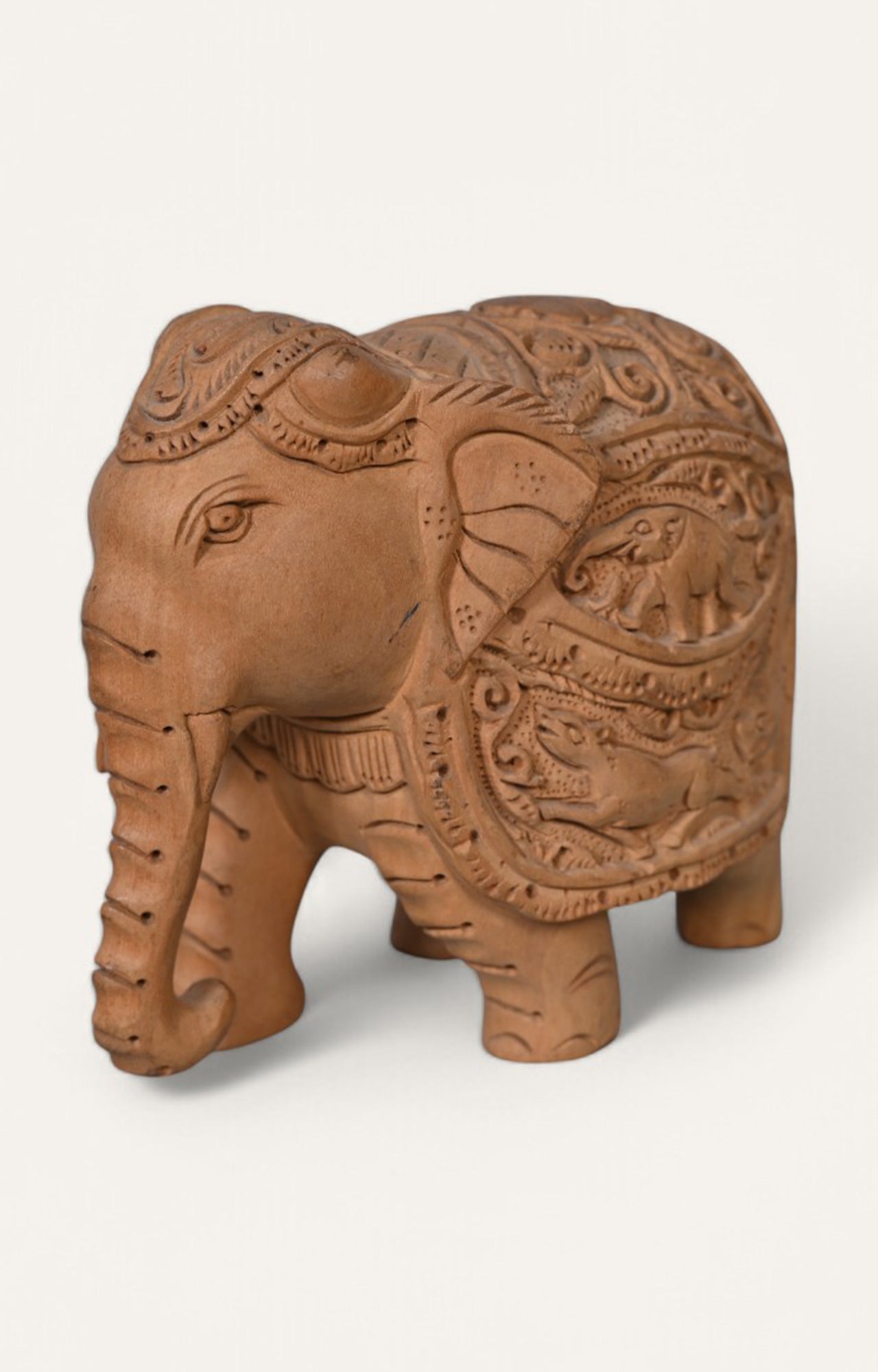 Handcrafted Teak Wood Elephant Statue