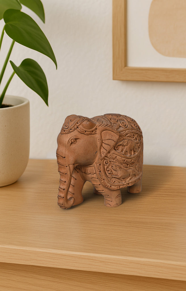 Handcrafted Teak Wood Elephant Statue