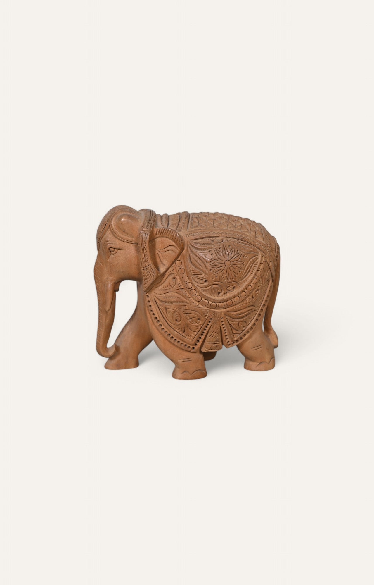 Decorative Hand-Carved Teak Wood Elephant Statue