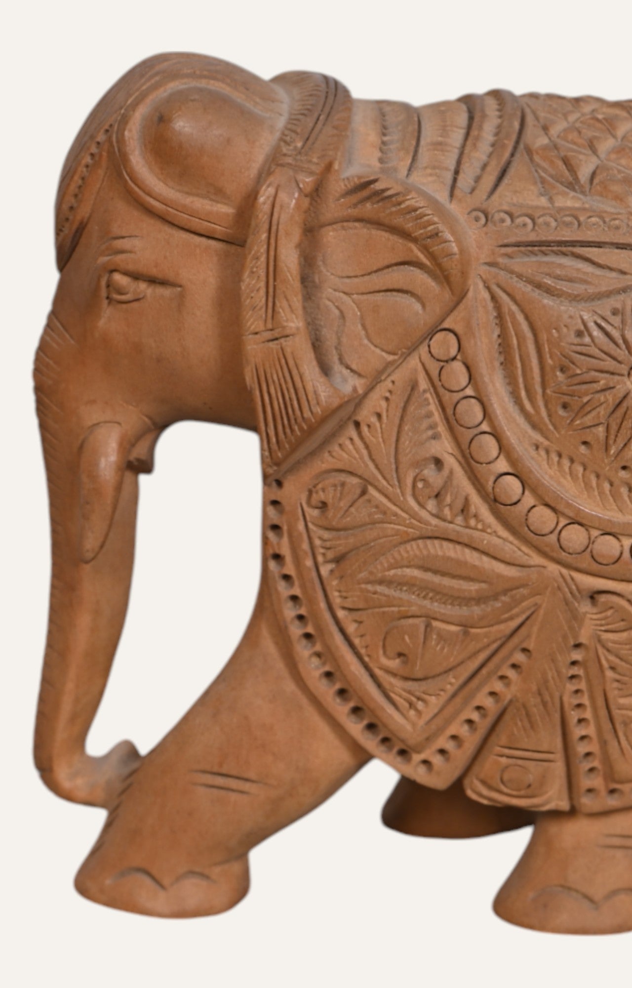 Decorative Hand-Carved Teak Wood Elephant Statue