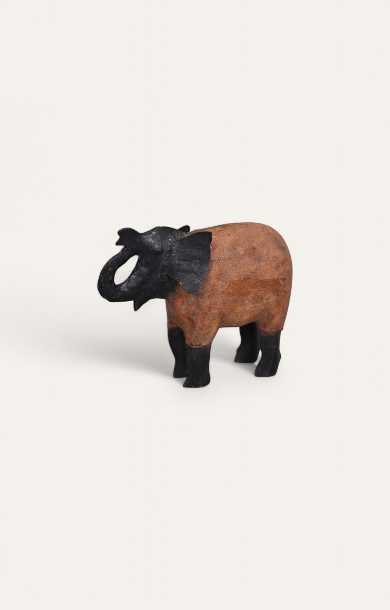 Hand-Carved Wooden Black Elephant Figurine