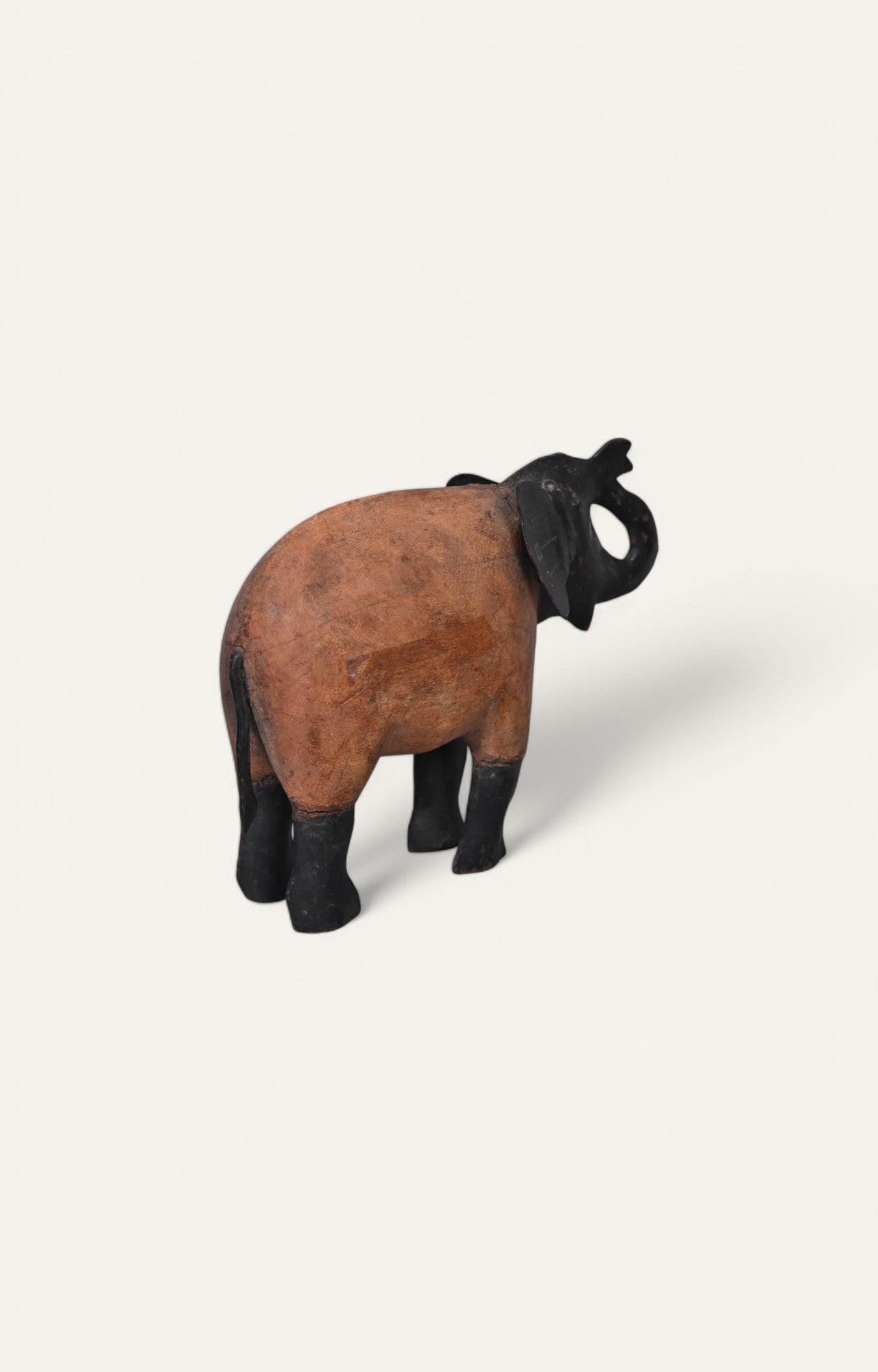 Hand-Carved Wooden Black Elephant Figurine