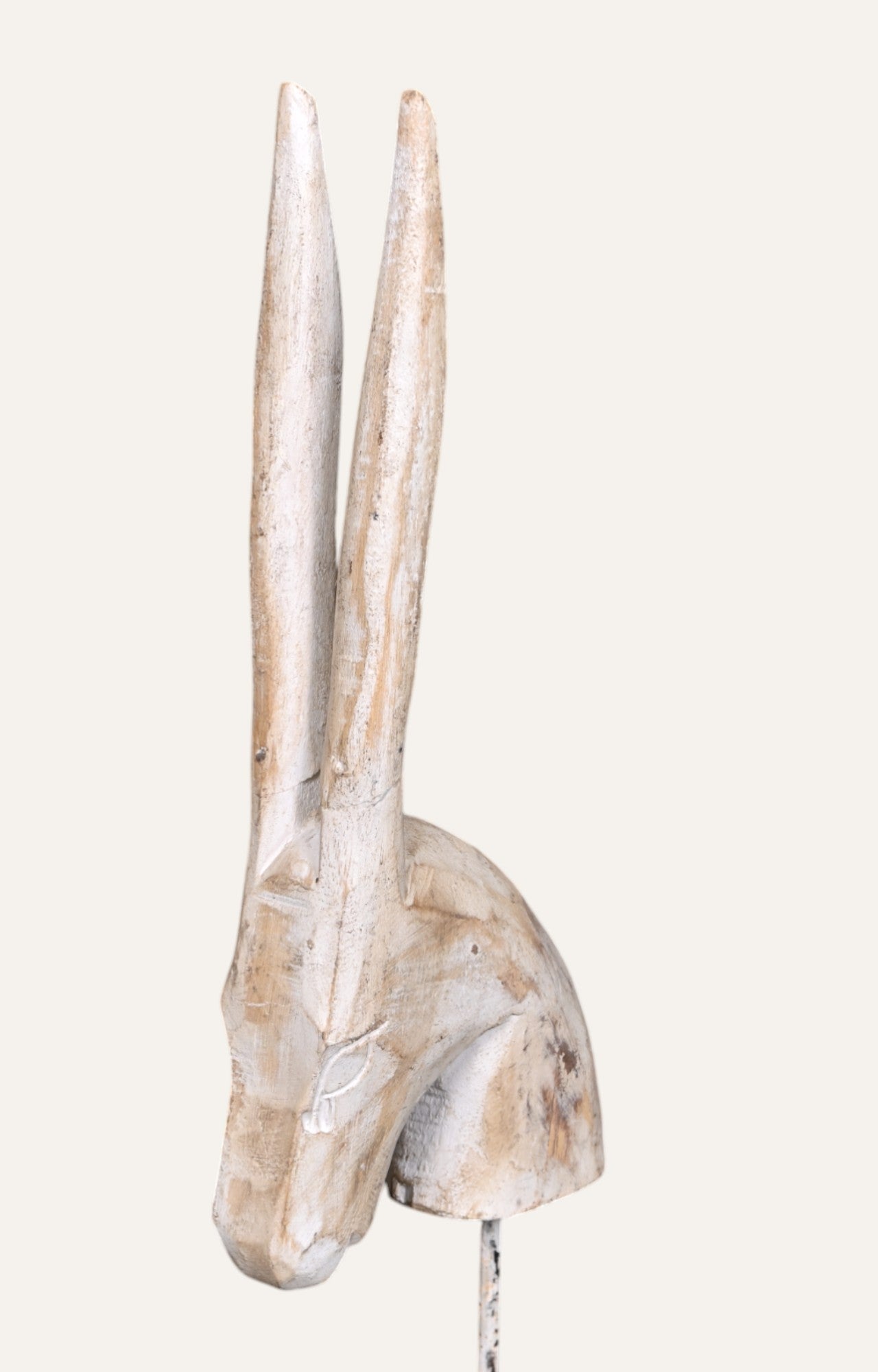 Modern White Deer Head Sculpture on Metal Stand