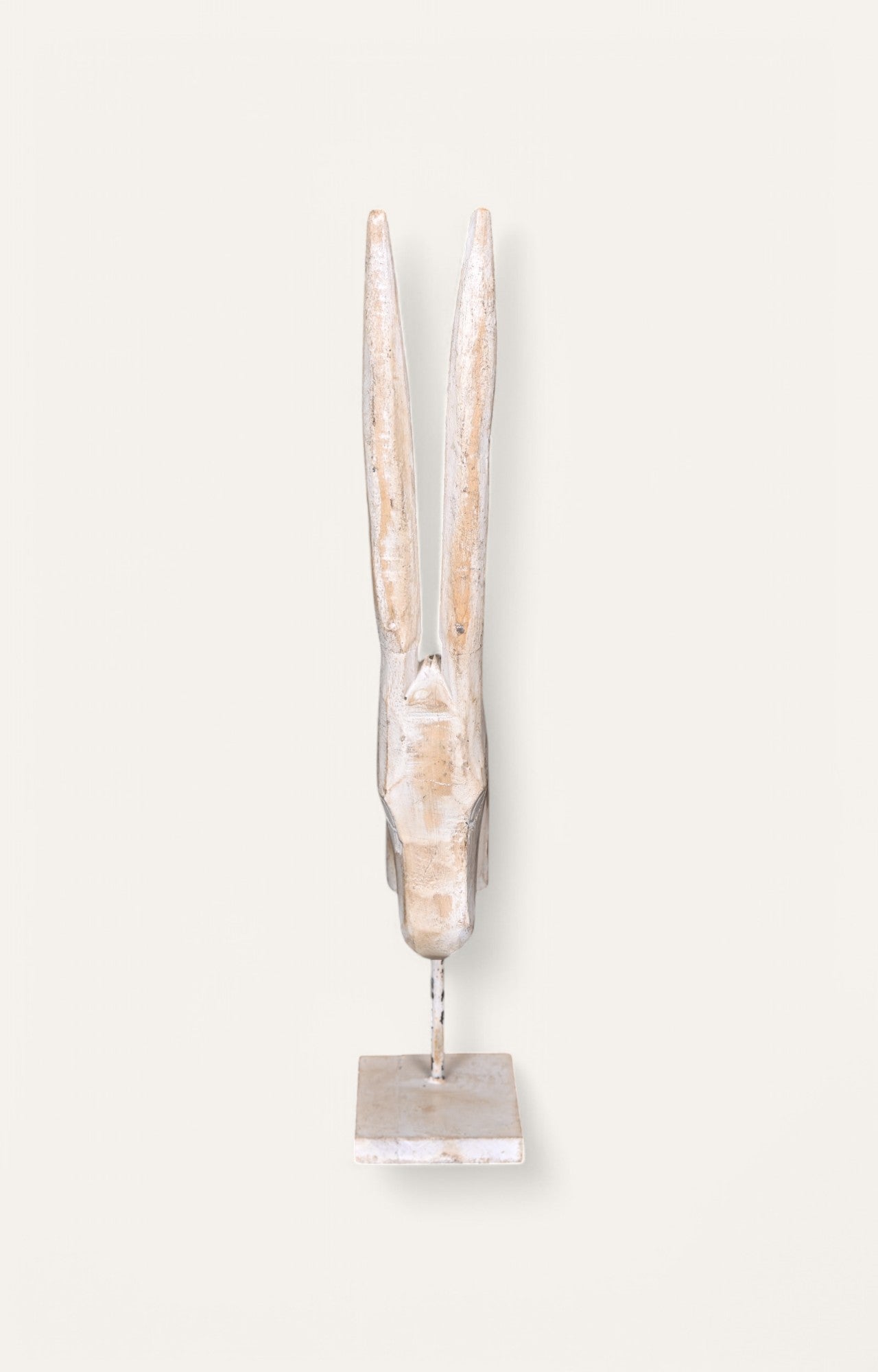 Modern White Deer Head Sculpture on Metal Stand