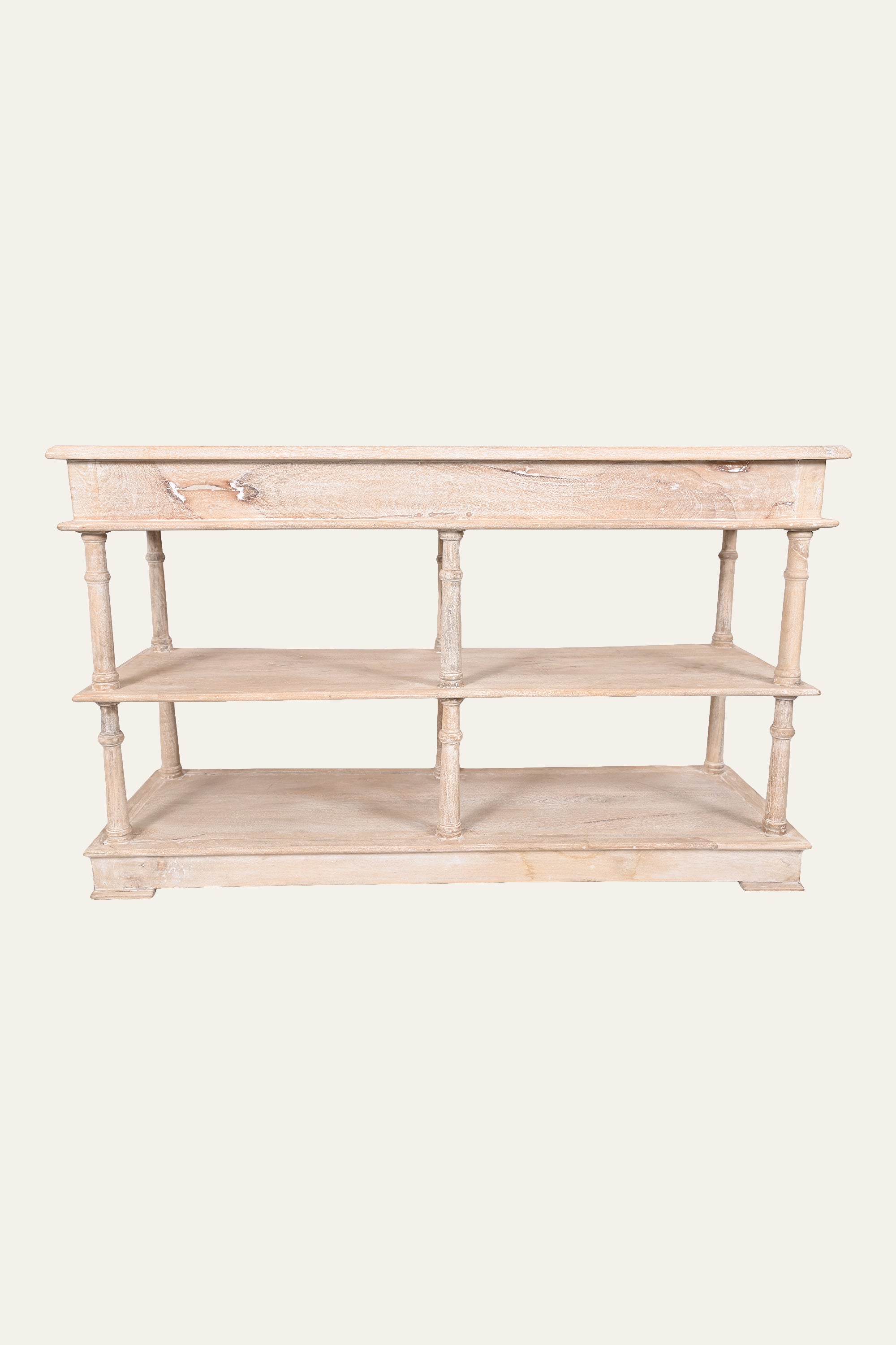 Long Open 3-Tier Console Shelf for Living Room Display & Storage