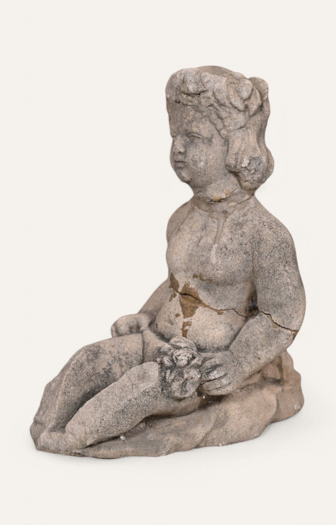 Sitting Angel Stand Stone Sculpture