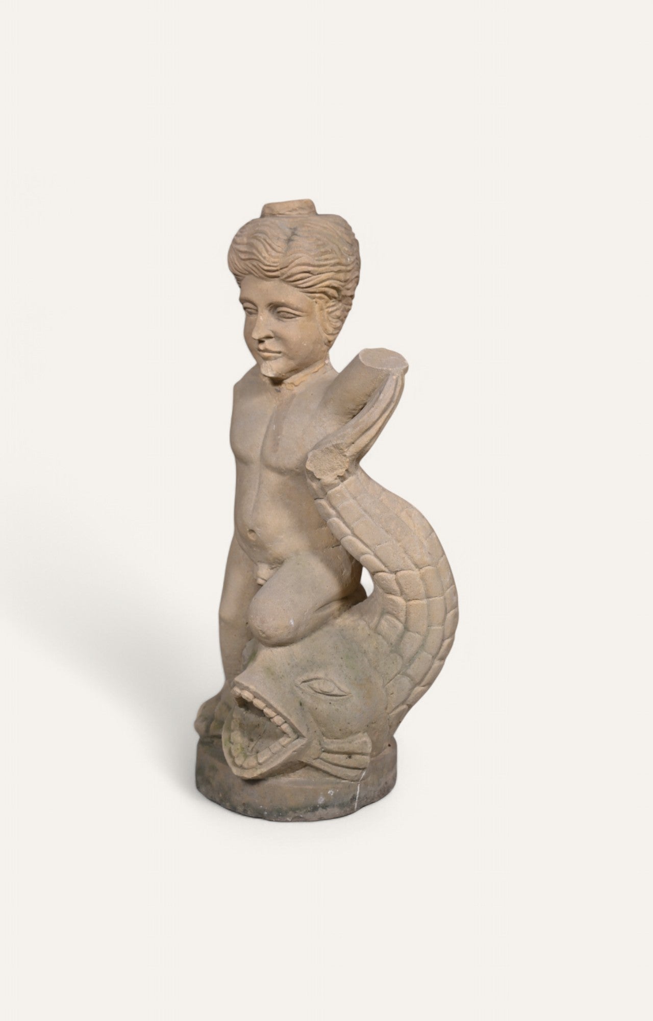 Man with Fish Stone Sculpture