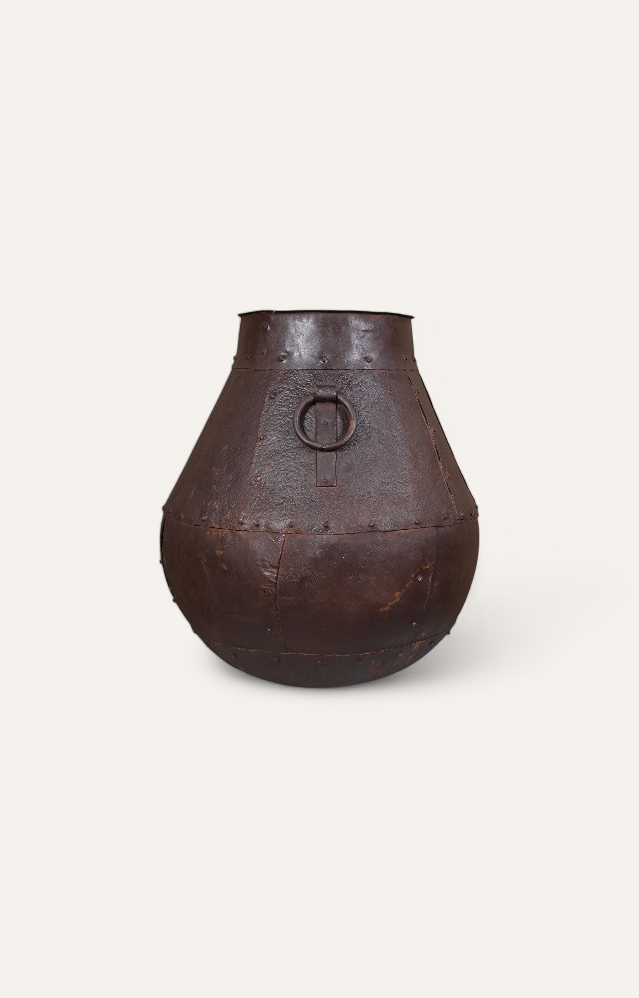 Rustic Iron Wide-Base Metal Vase