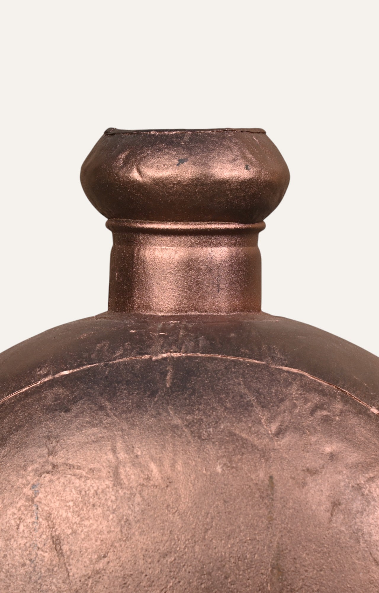 Round Metal Bottle Vase with Burnished Bronze Finish