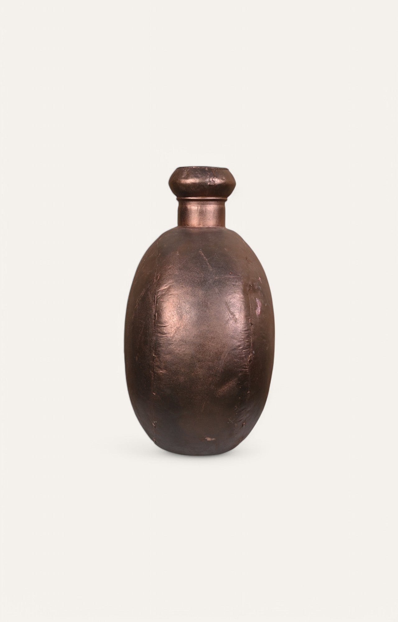 Round Metal Bottle Vase with Burnished Bronze Finish