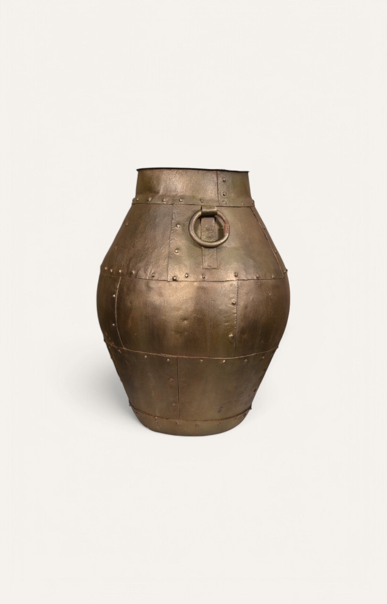 Tall Metal Vase with Antique Brass Finish