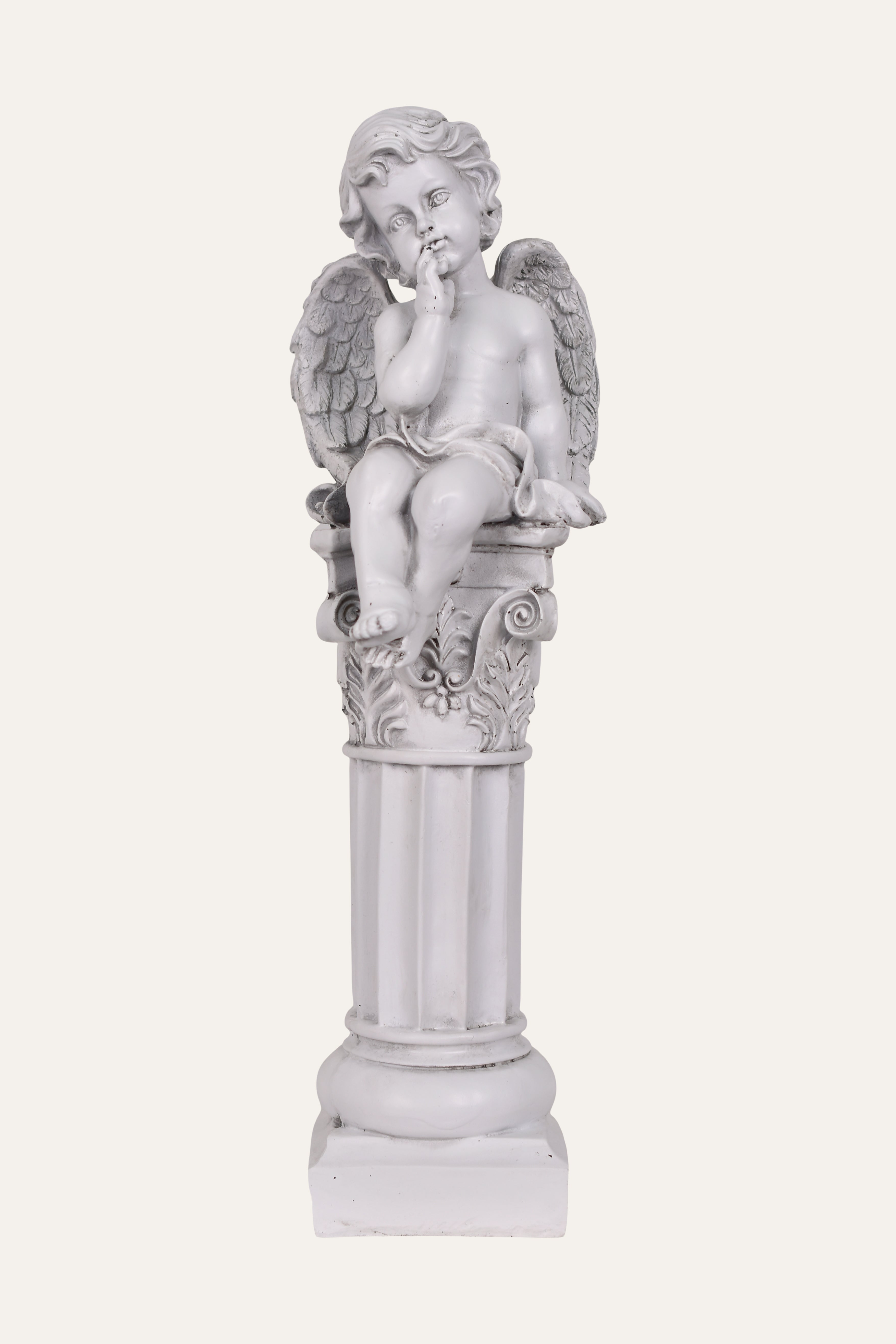 Classical White Resin Garden Cherub Angel Statue