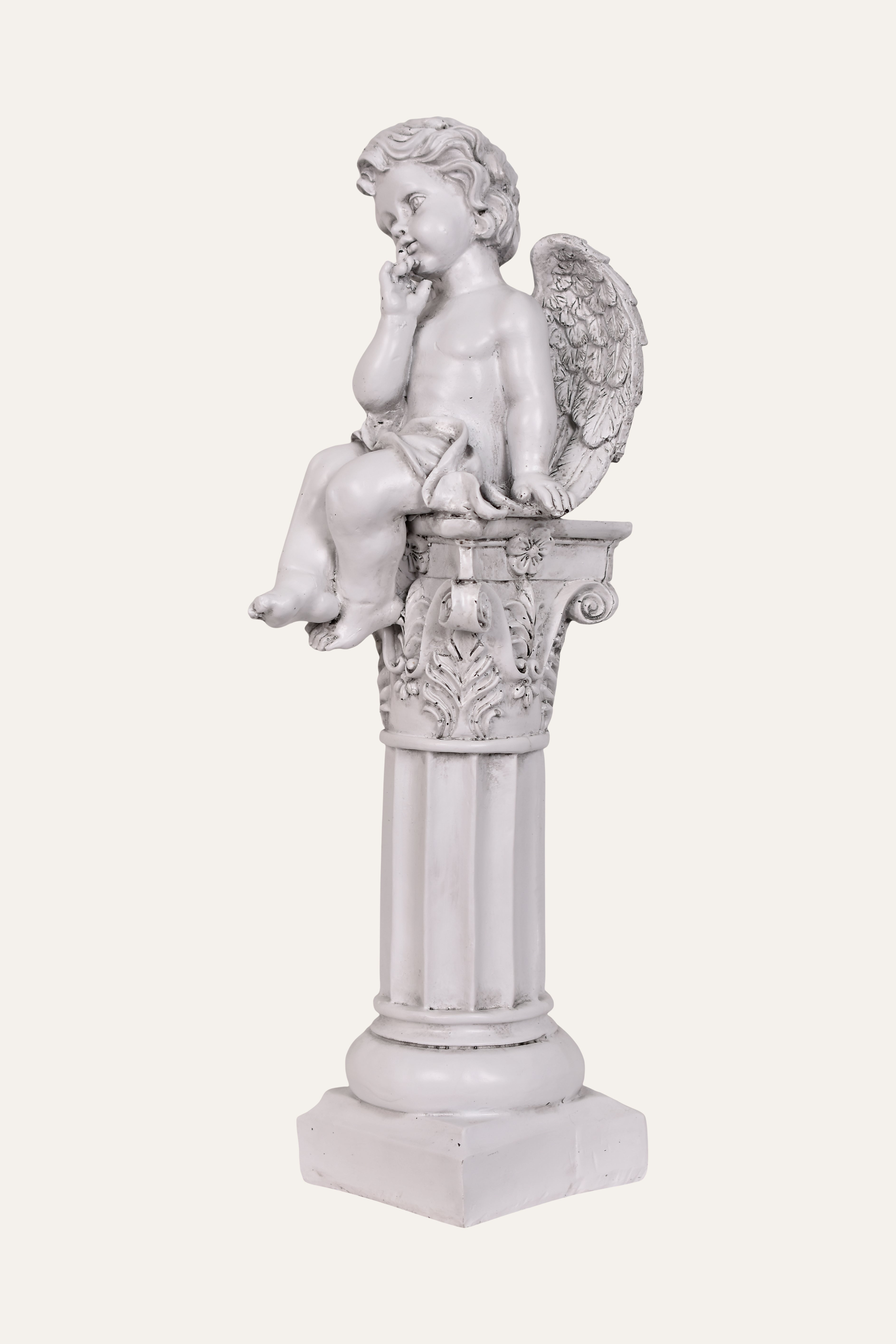 Classical White Resin Garden Cherub Angel Statue