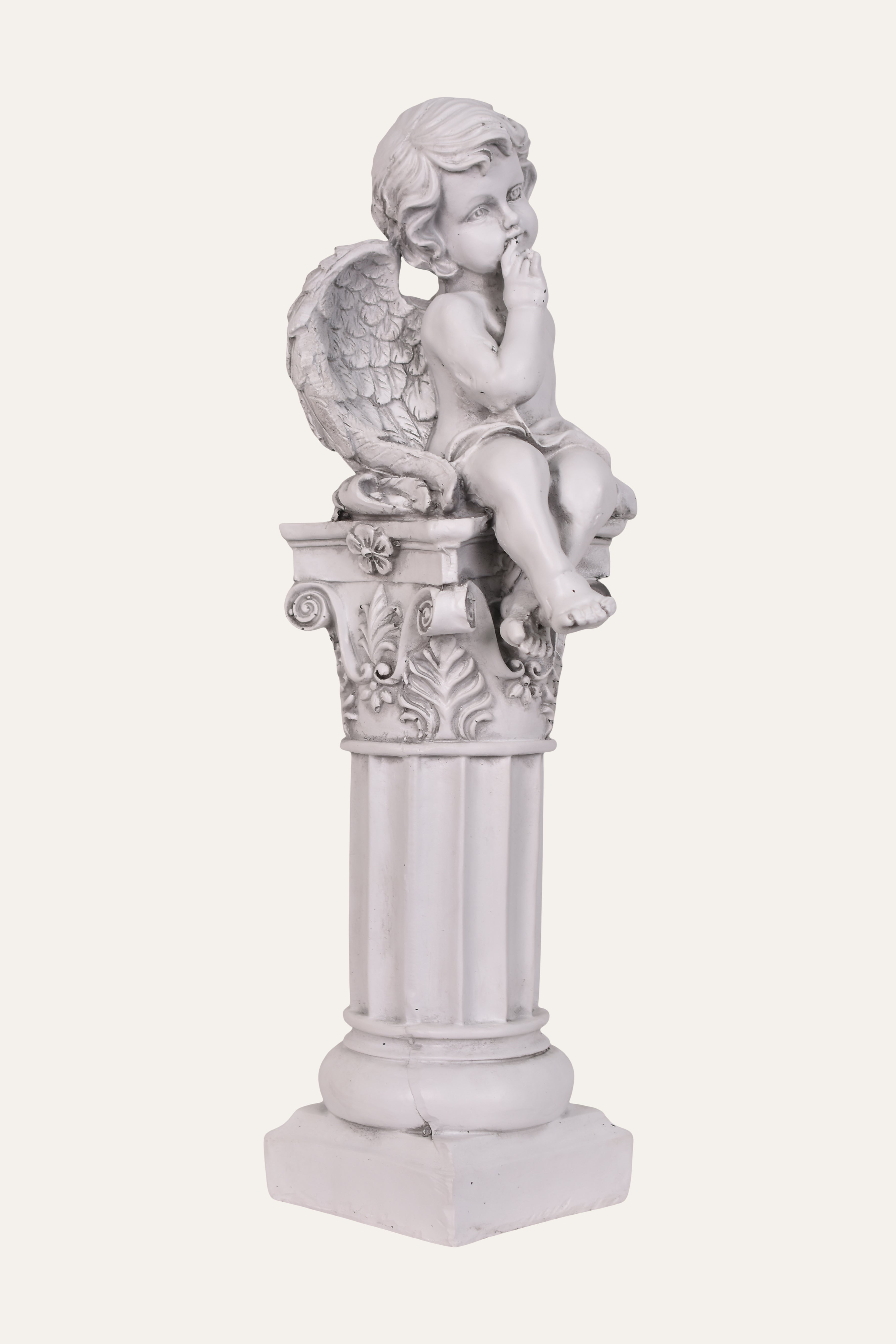 Classical White Resin Garden Cherub Angel Statue