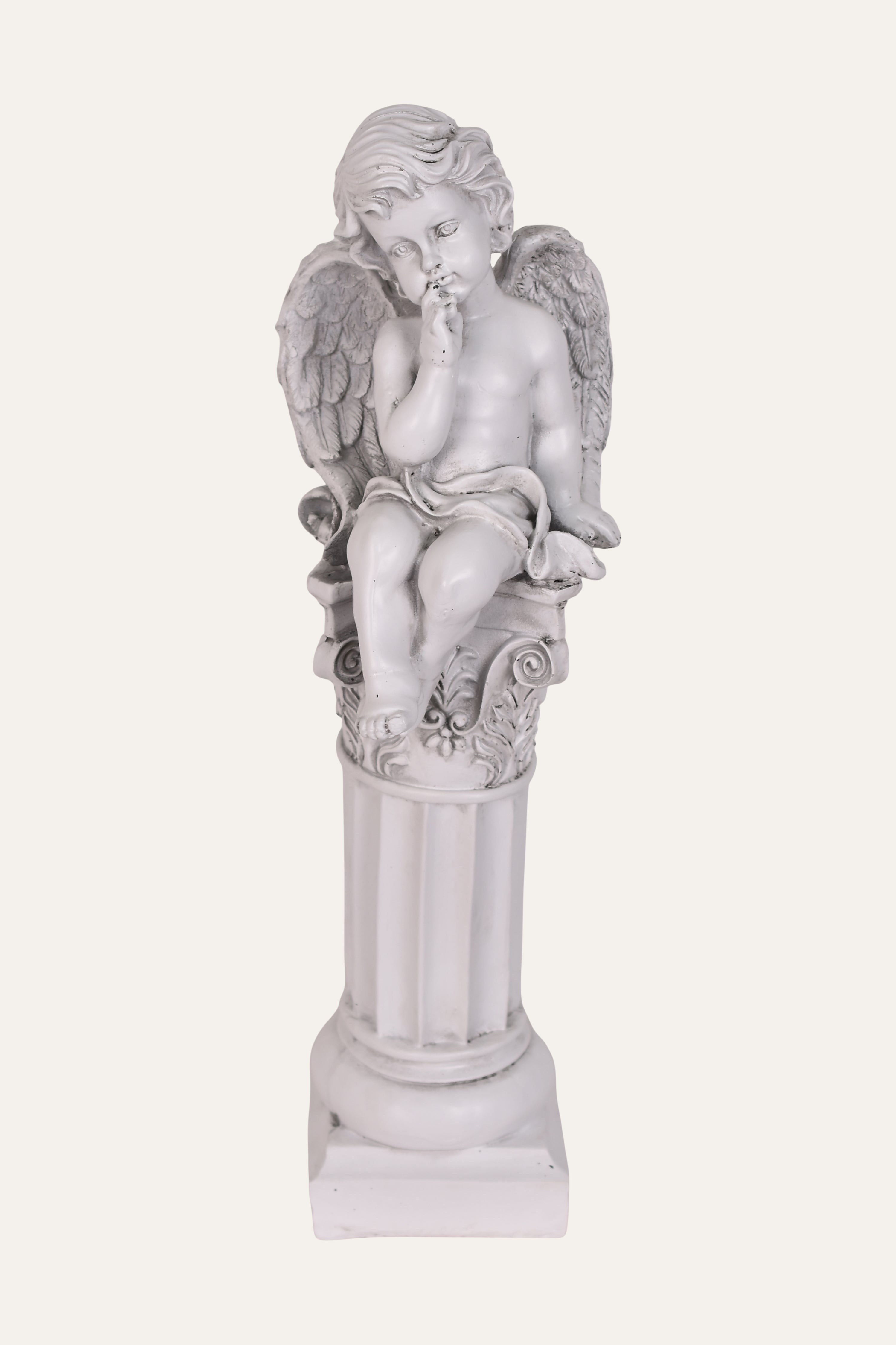 Classical White Resin Garden Cherub Angel Statue