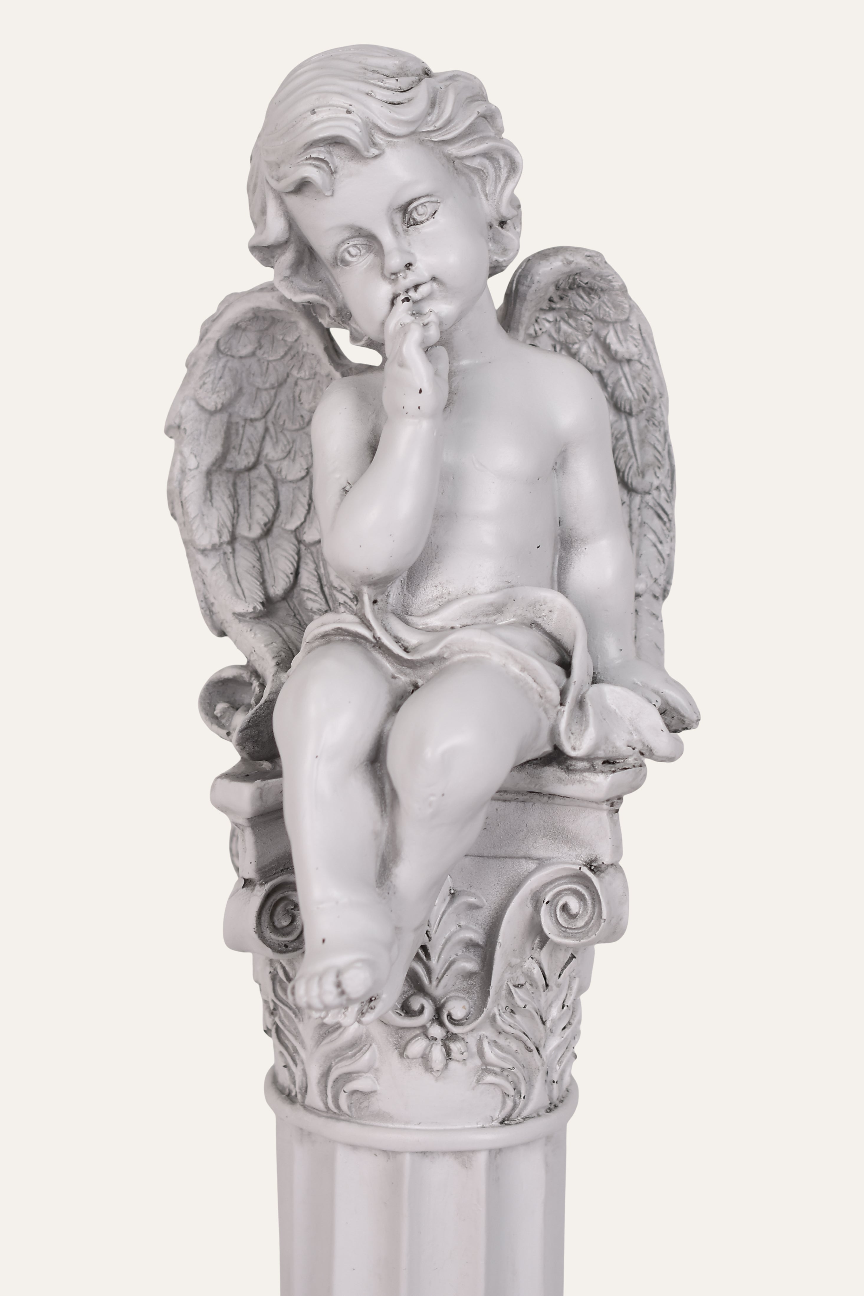 Classical White Resin Garden Cherub Angel Statue