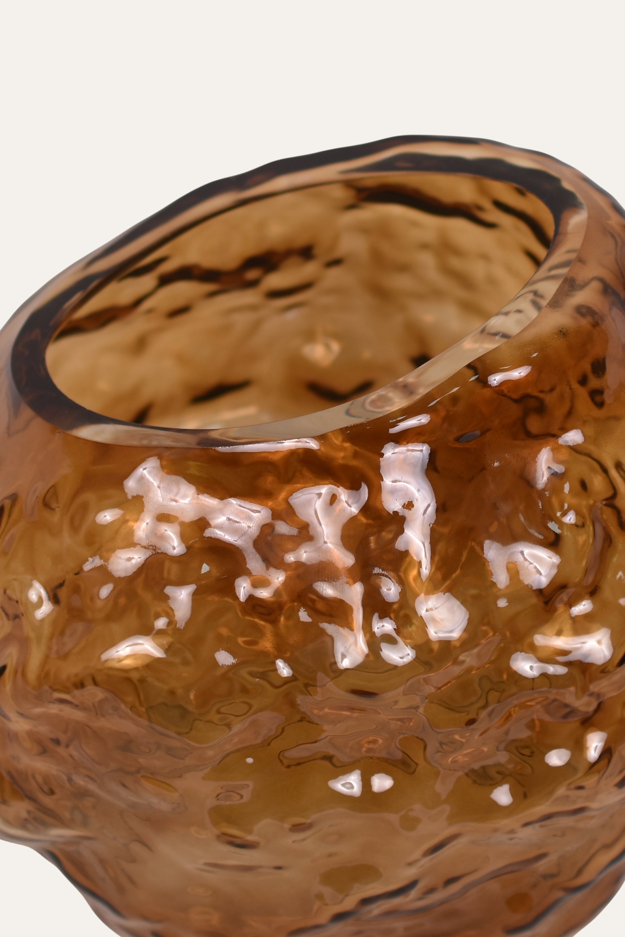 Hand Blown Colored Artisan Amber Sculptural Glass Decorative Vase