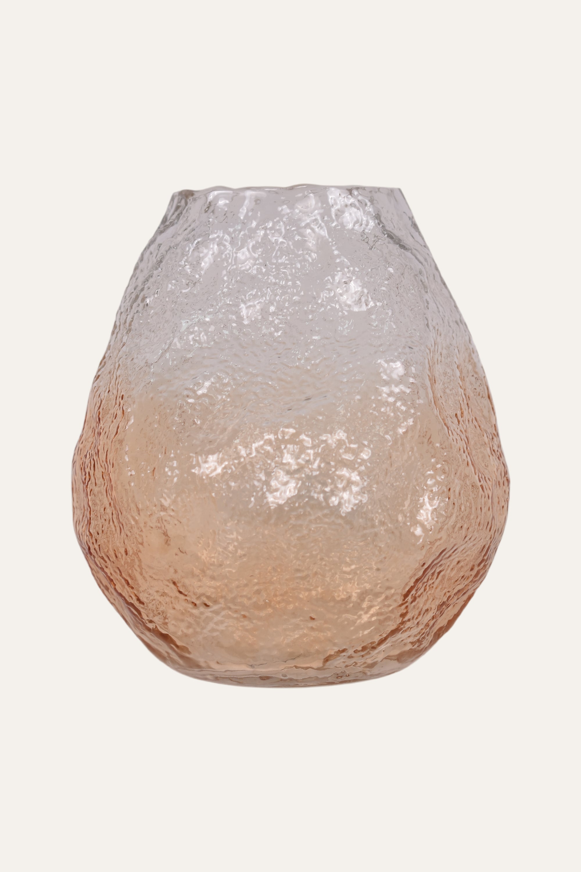 Hand Blown Amber Glass Vase with Organic Fire-Inspired Form